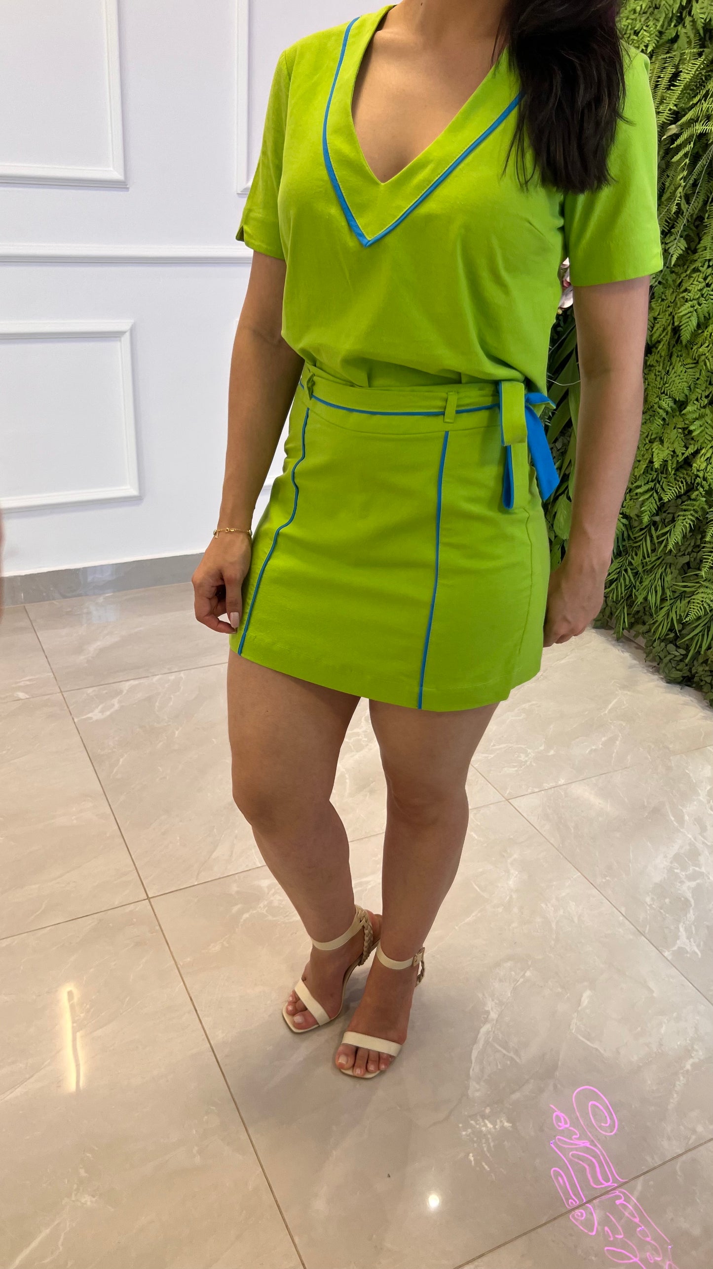 Conjunto Short e Blusa Mg Bicolor - Verde