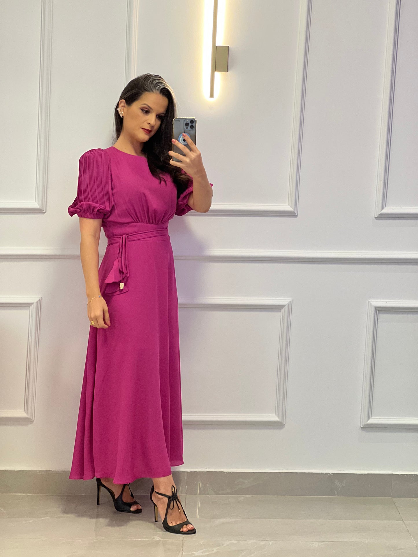 Longuete Princess Sleeve Dress - Fuchsia