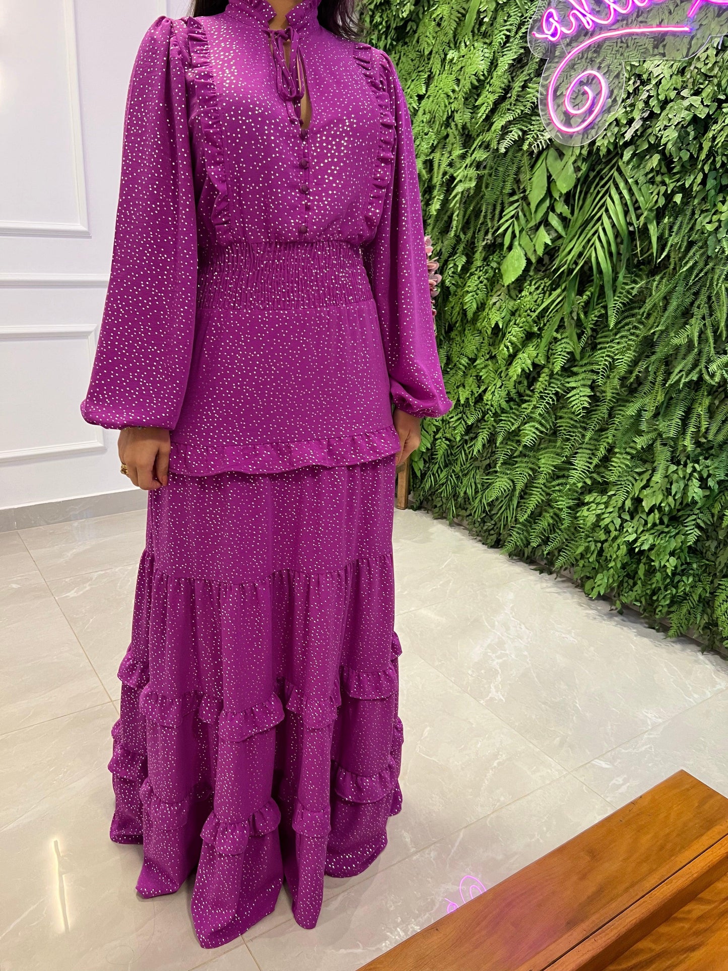 Vestido Largo Estrellas - Fucsia