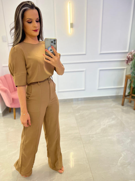 Pantalona Pants and Princess Blouse Set - Nude