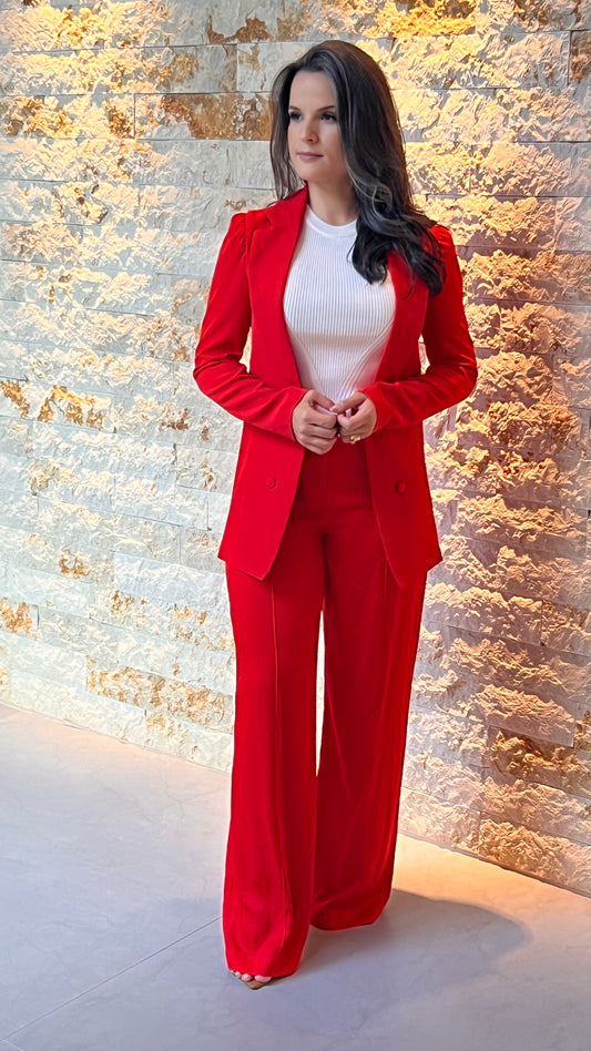 Blazer Botões Doce - Liso Vermelho 5141