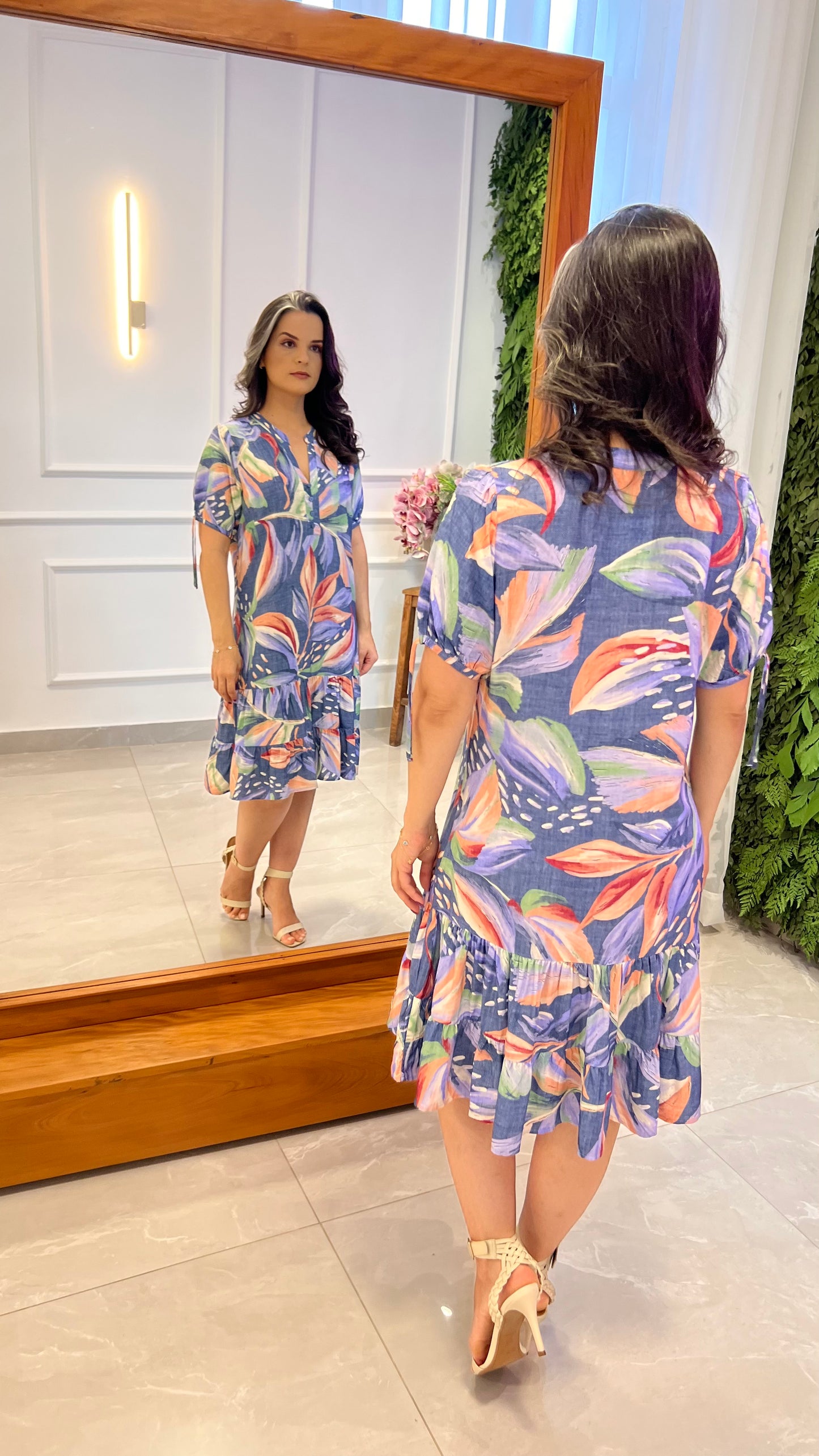 Vestido Curto Camadas- Estampado