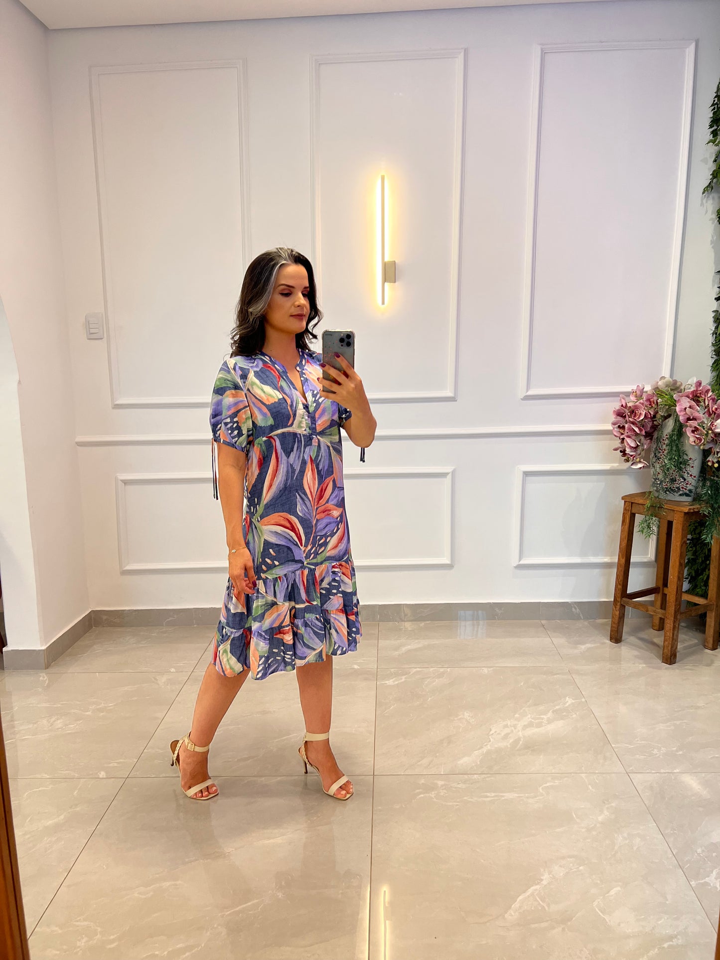 Vestido Curto Camadas- Estampado
