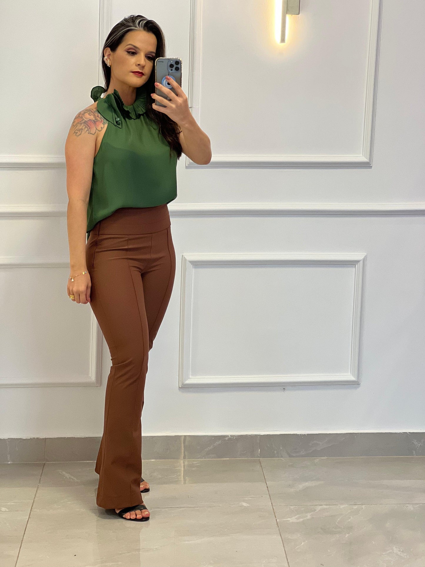 Tailoring Madrid Flare Pants - Brown