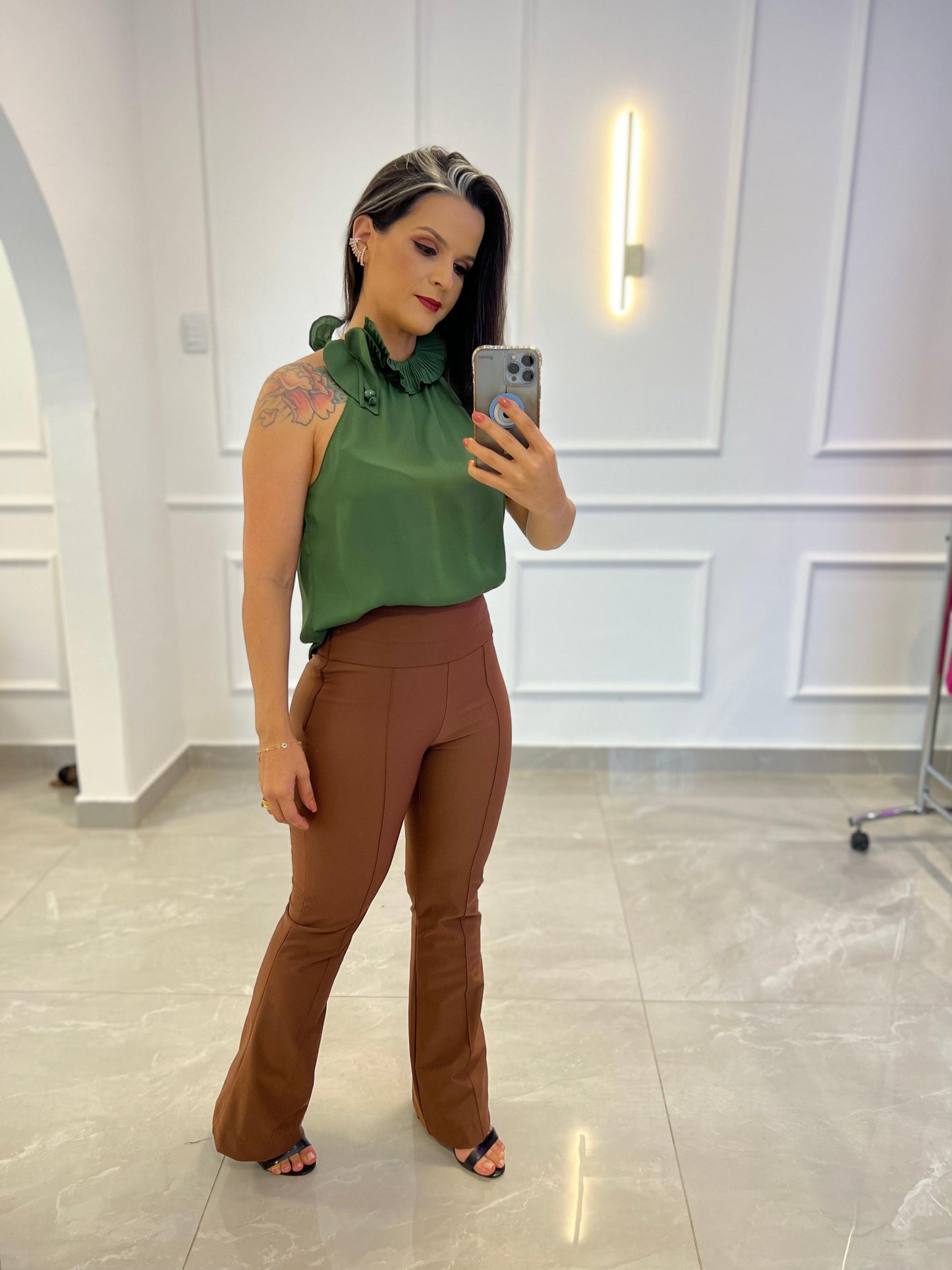 Tailoring Madrid Flare Pants - Brown