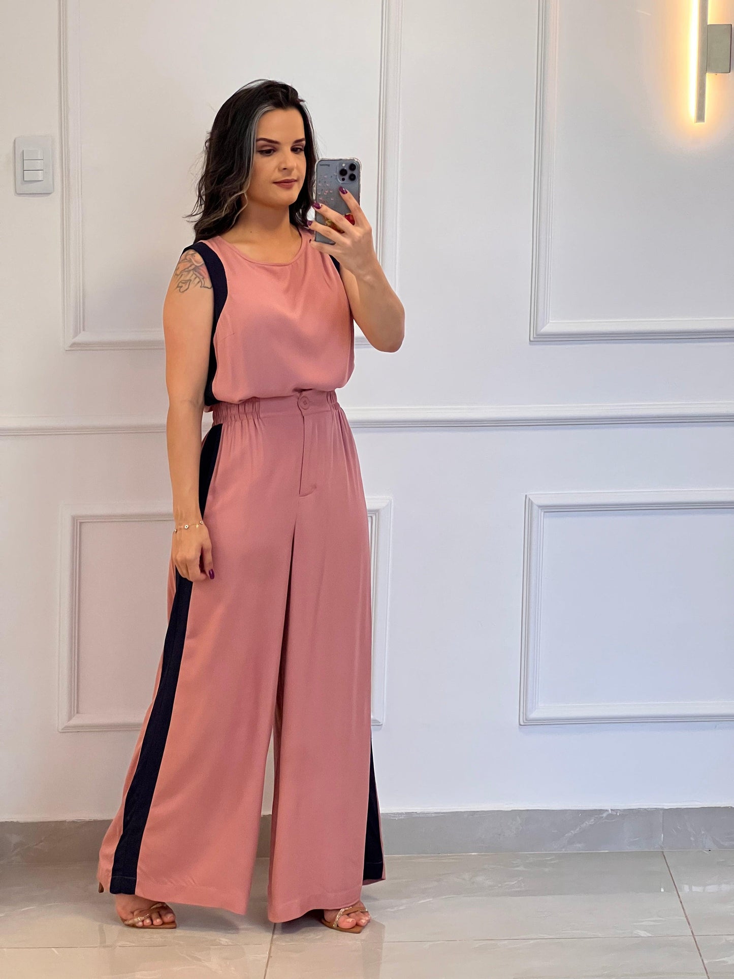 Conjunto Calça e Blusa Bicolor - Rosa