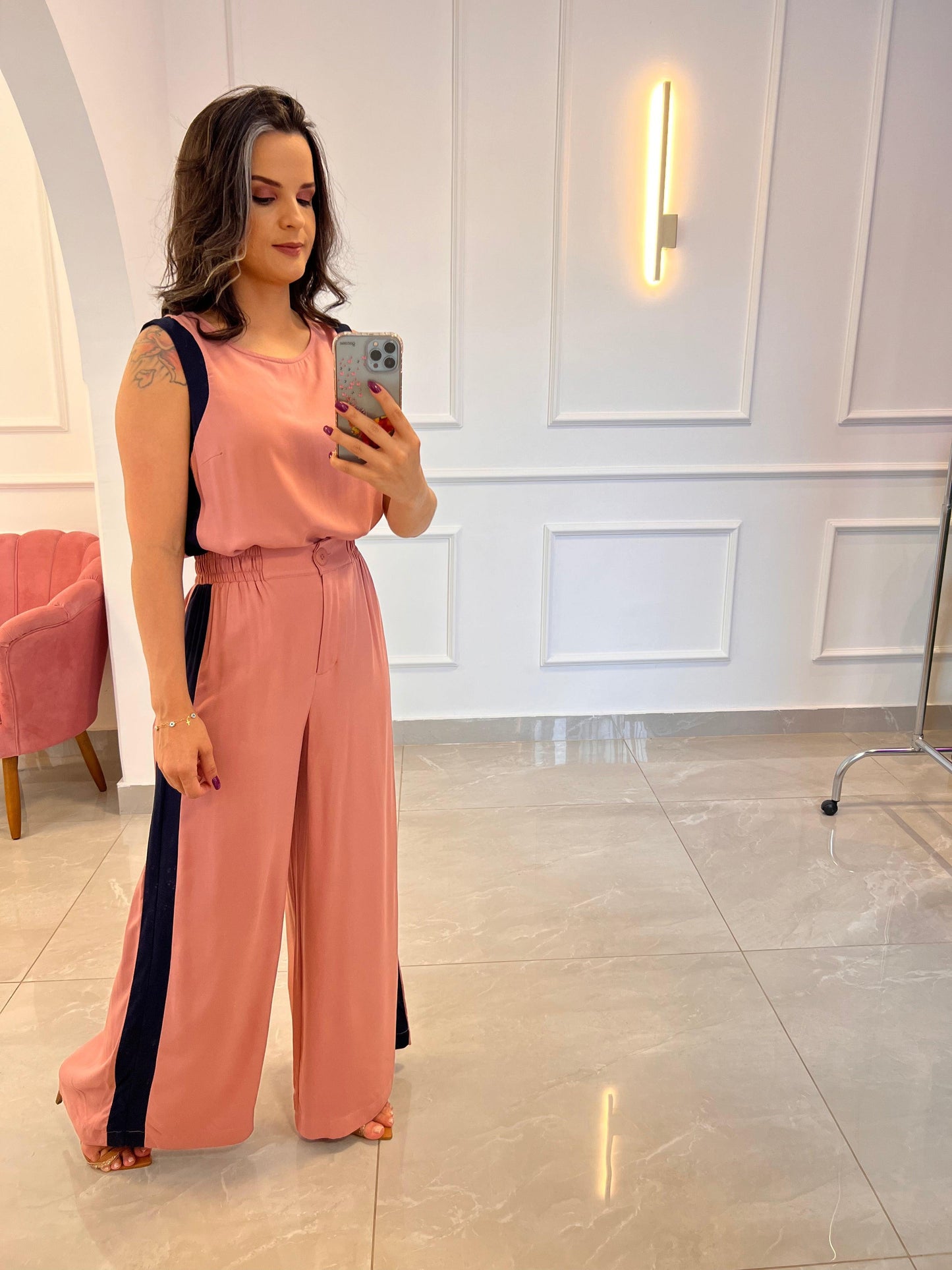 Conjunto Calça e Blusa Bicolor - Rosa