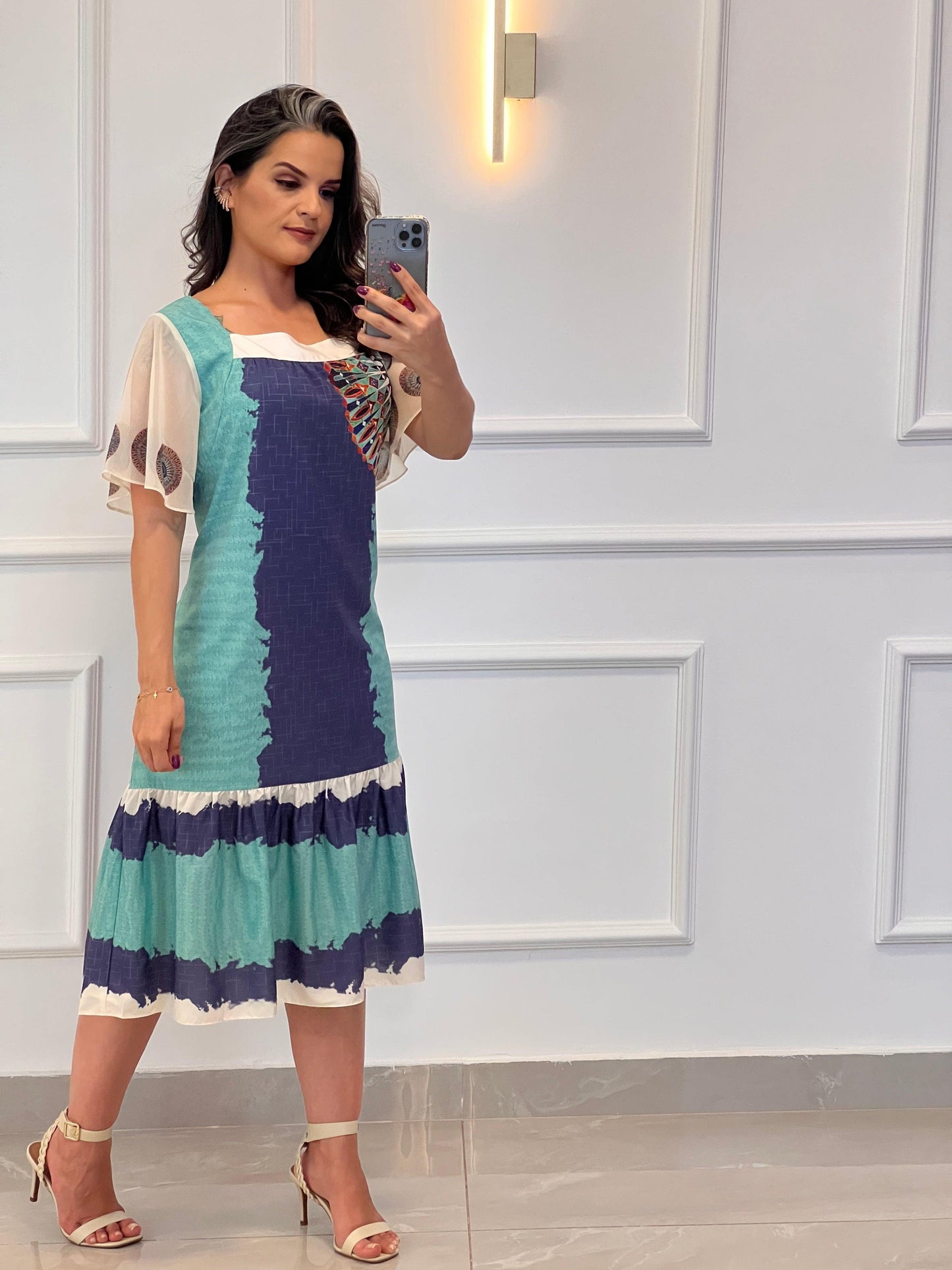 Vestido Midi Crepe Mandalas- Estampado