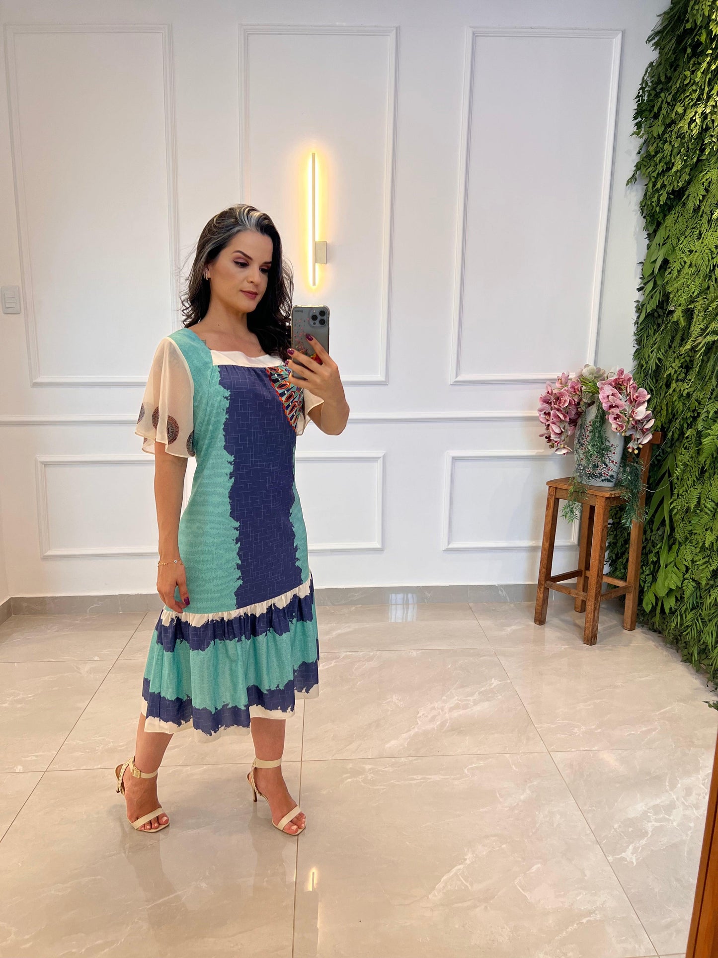 Vestido Midi Crepe Mandalas- Estampado