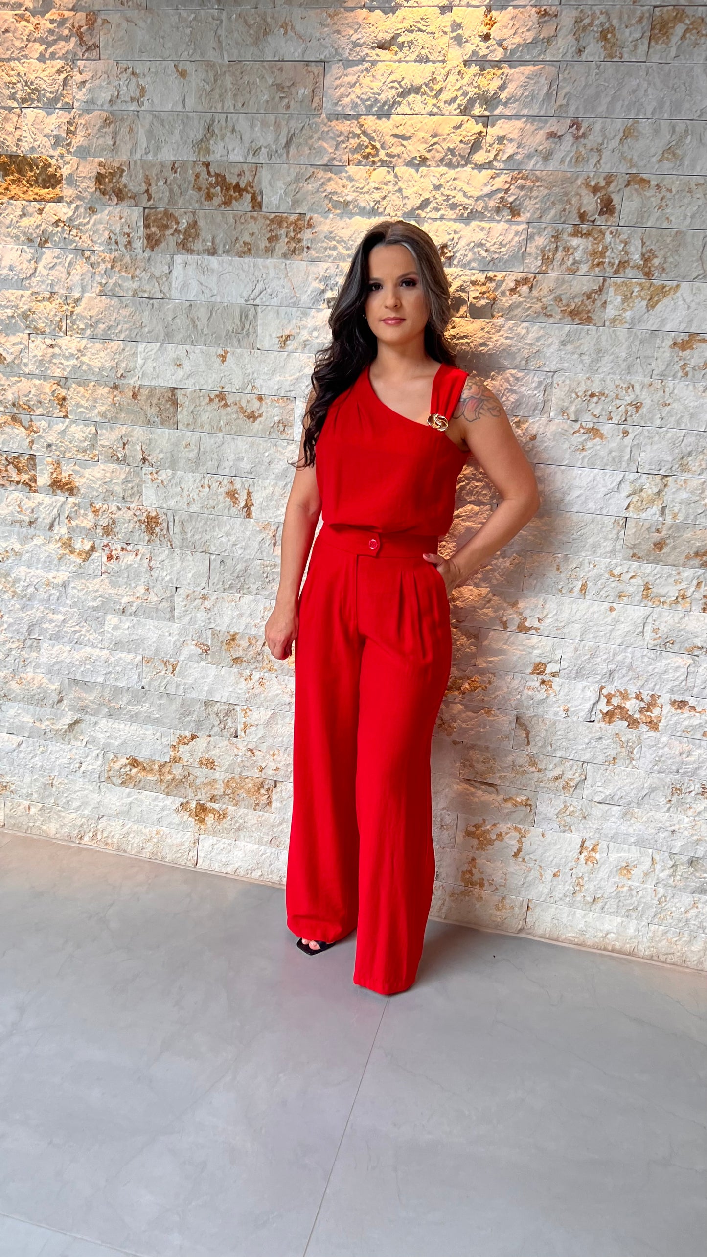 Conjunto Calça Regata Assimétrica ARA- Vermelho 5994