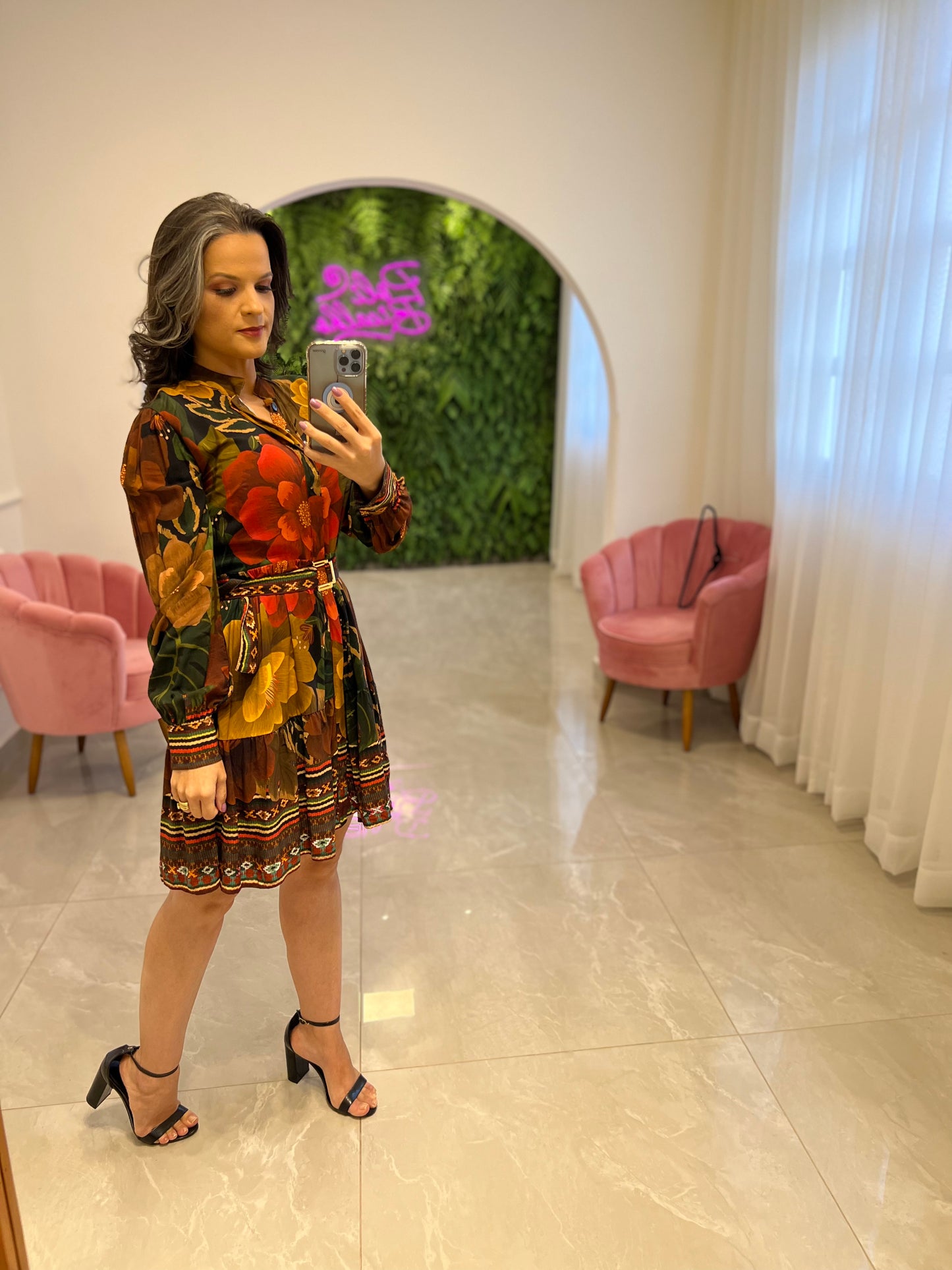 Vestido Curto Chemisse Floral - Estampado