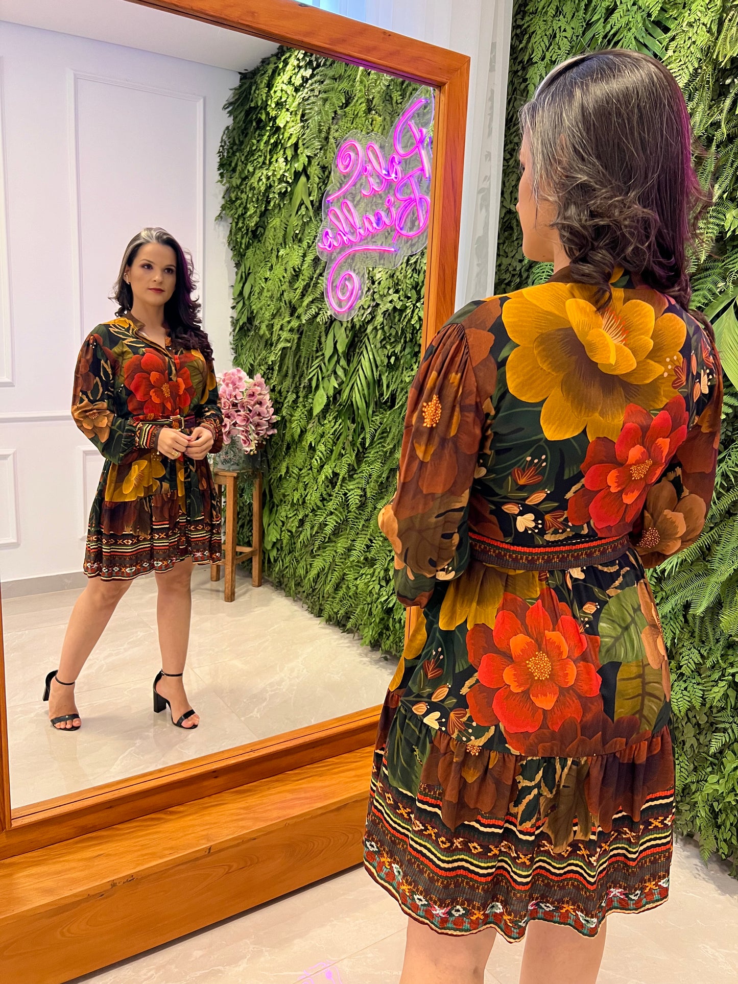 Vestido Curto Chemisse Floral - Estampado