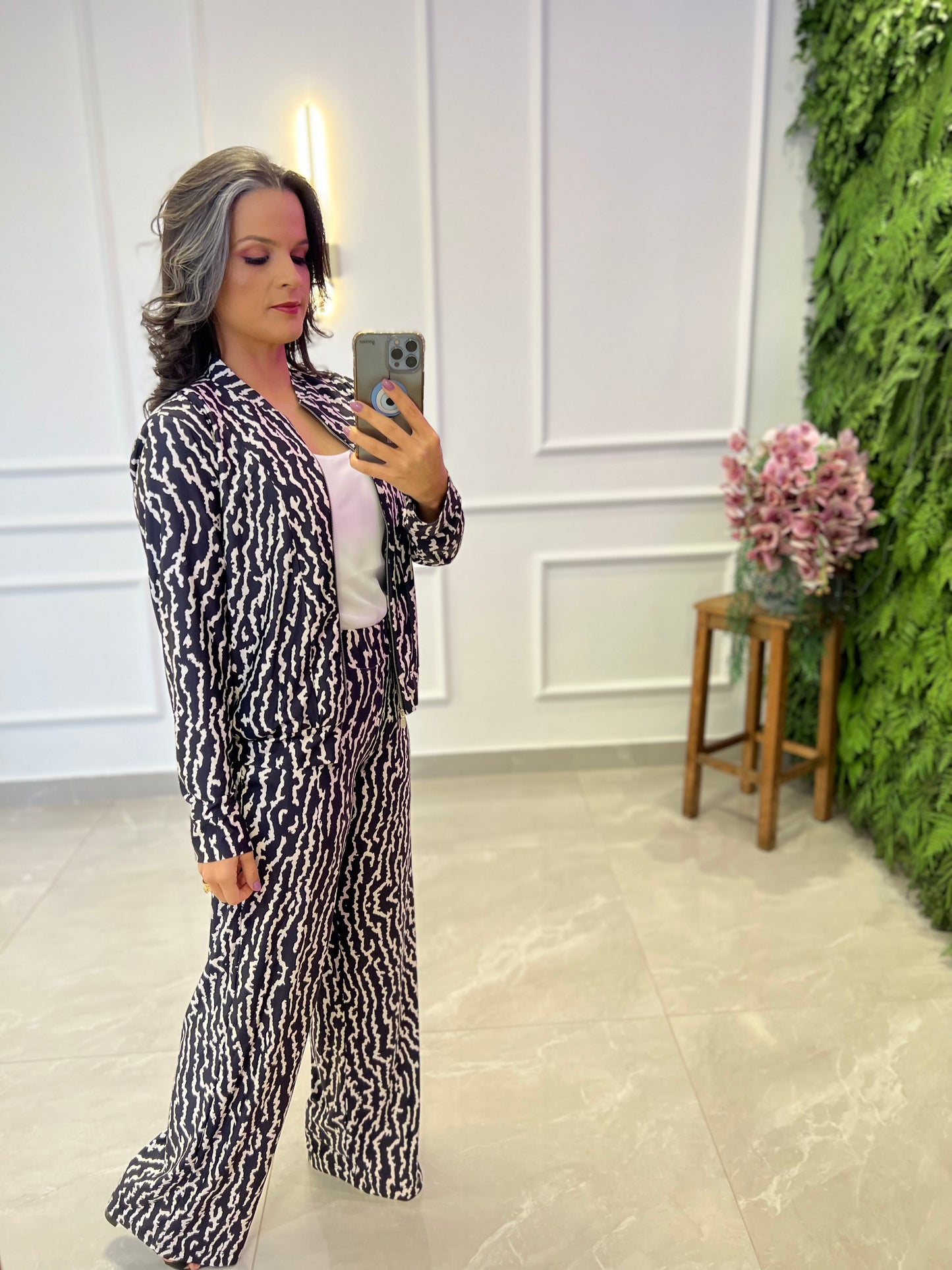 Jacket and Pants Set - Black and White