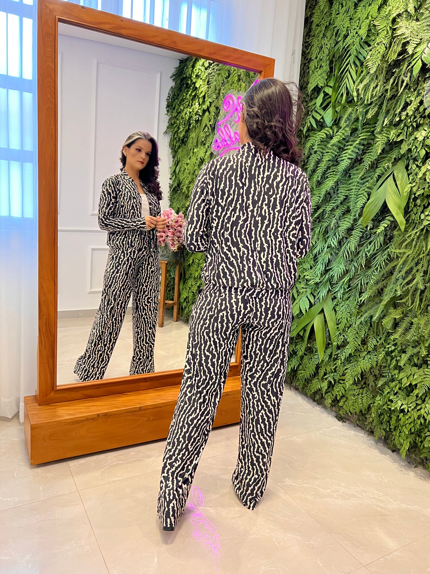 Jacket and Pants Set - Black and White
