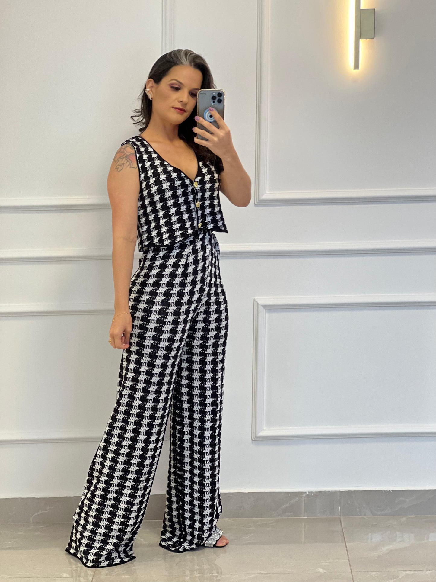 Vest and Pants Set - Black and White
