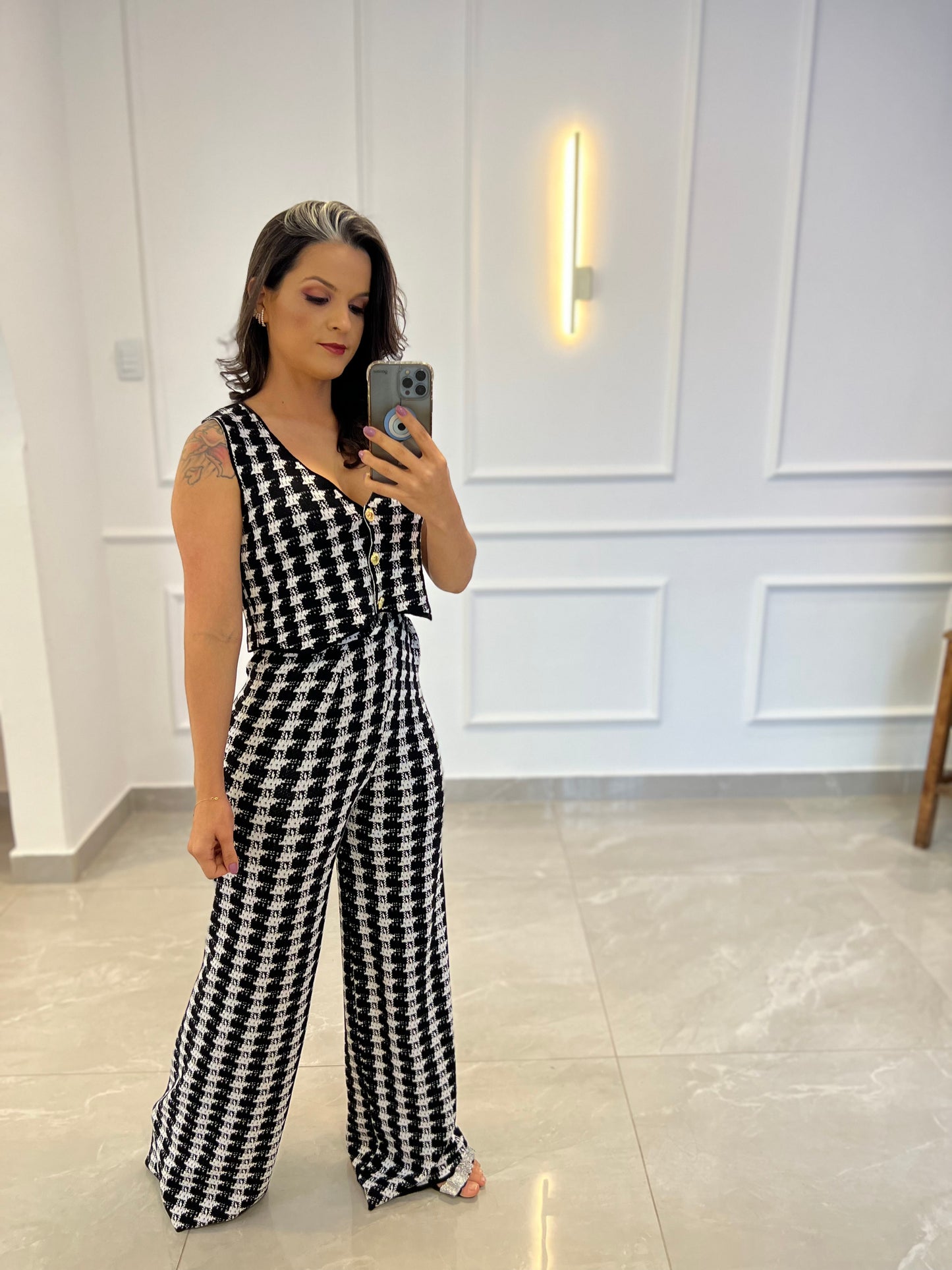 Vest and Pants Set - Black and White