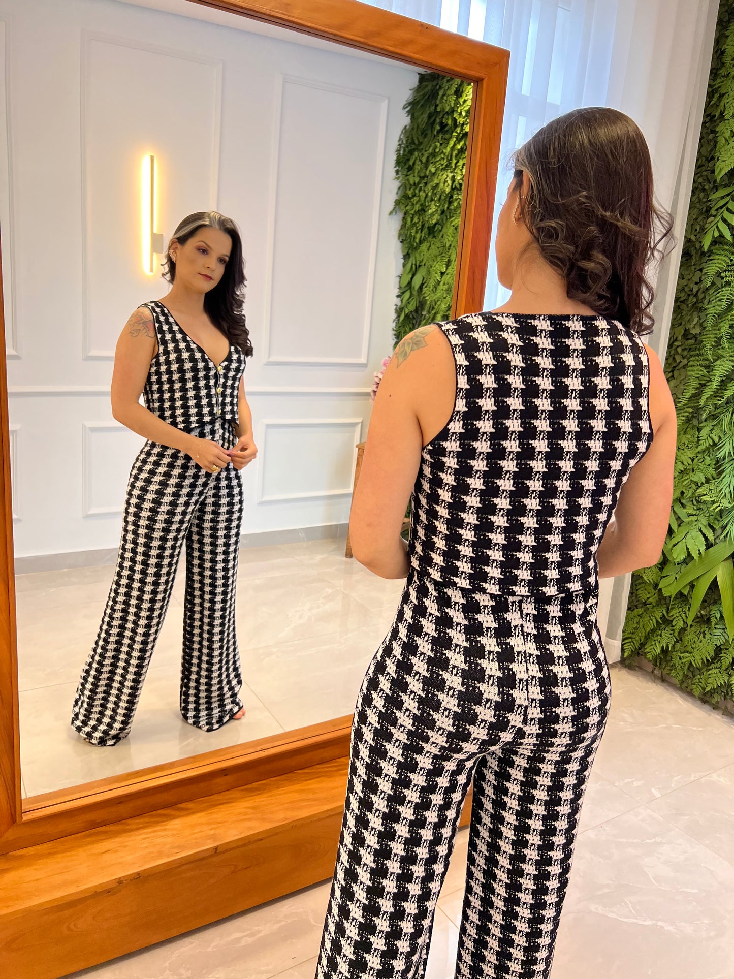 Vest and Pants Set - Black and White