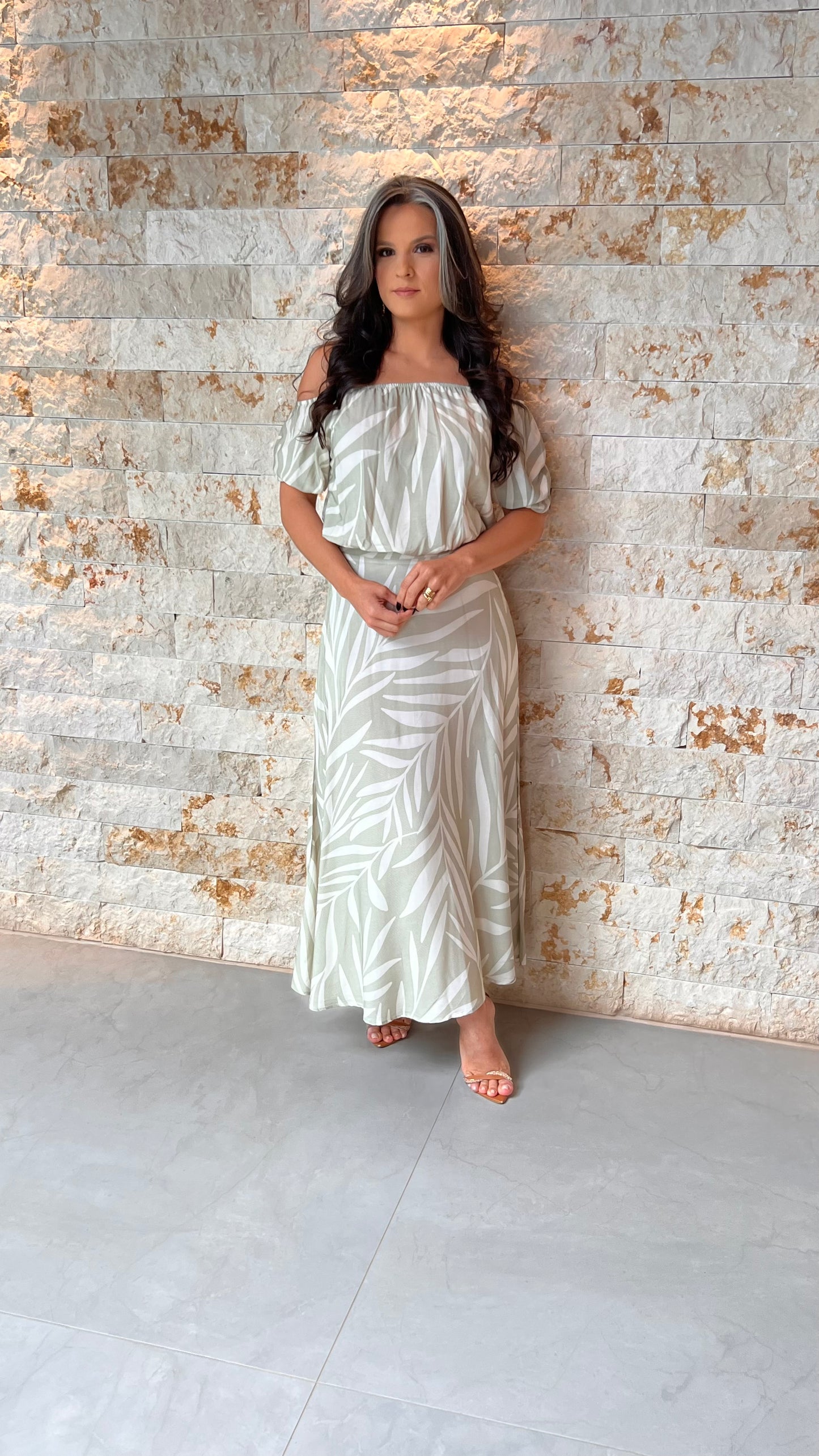 Conjunto Saia Midi Cropped MG Bufante PIS- Estampado 5995