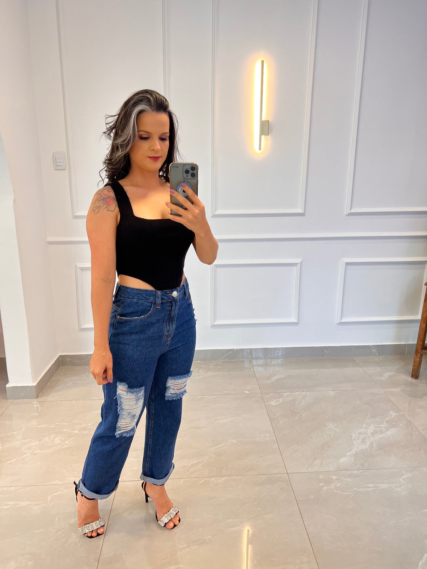 Cropped Corselet Modal - Preto