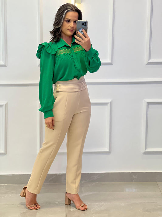 Guipir Shoulder Frill Shirt -