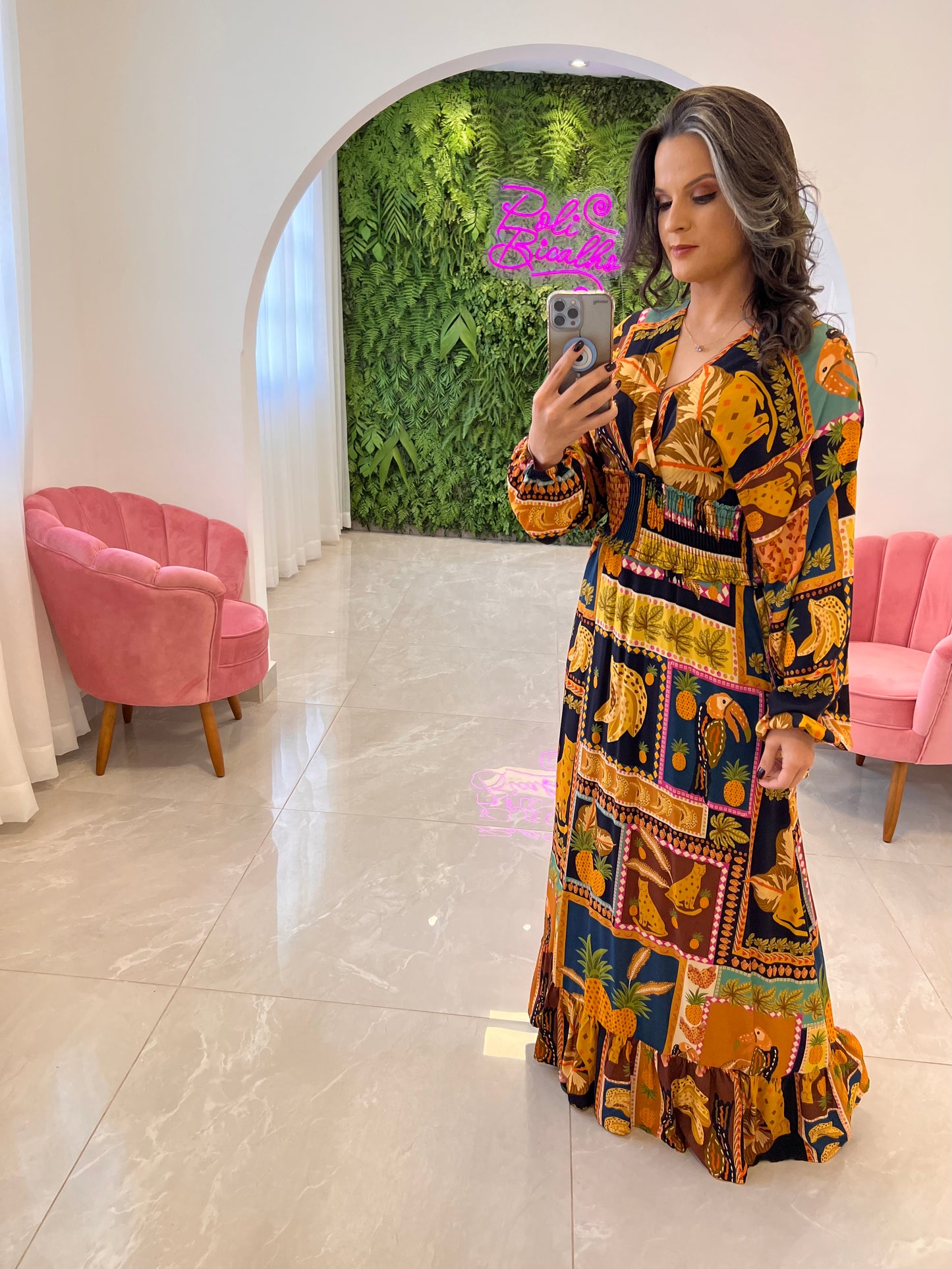Lastex Mango Fruit Long Dress - Printed