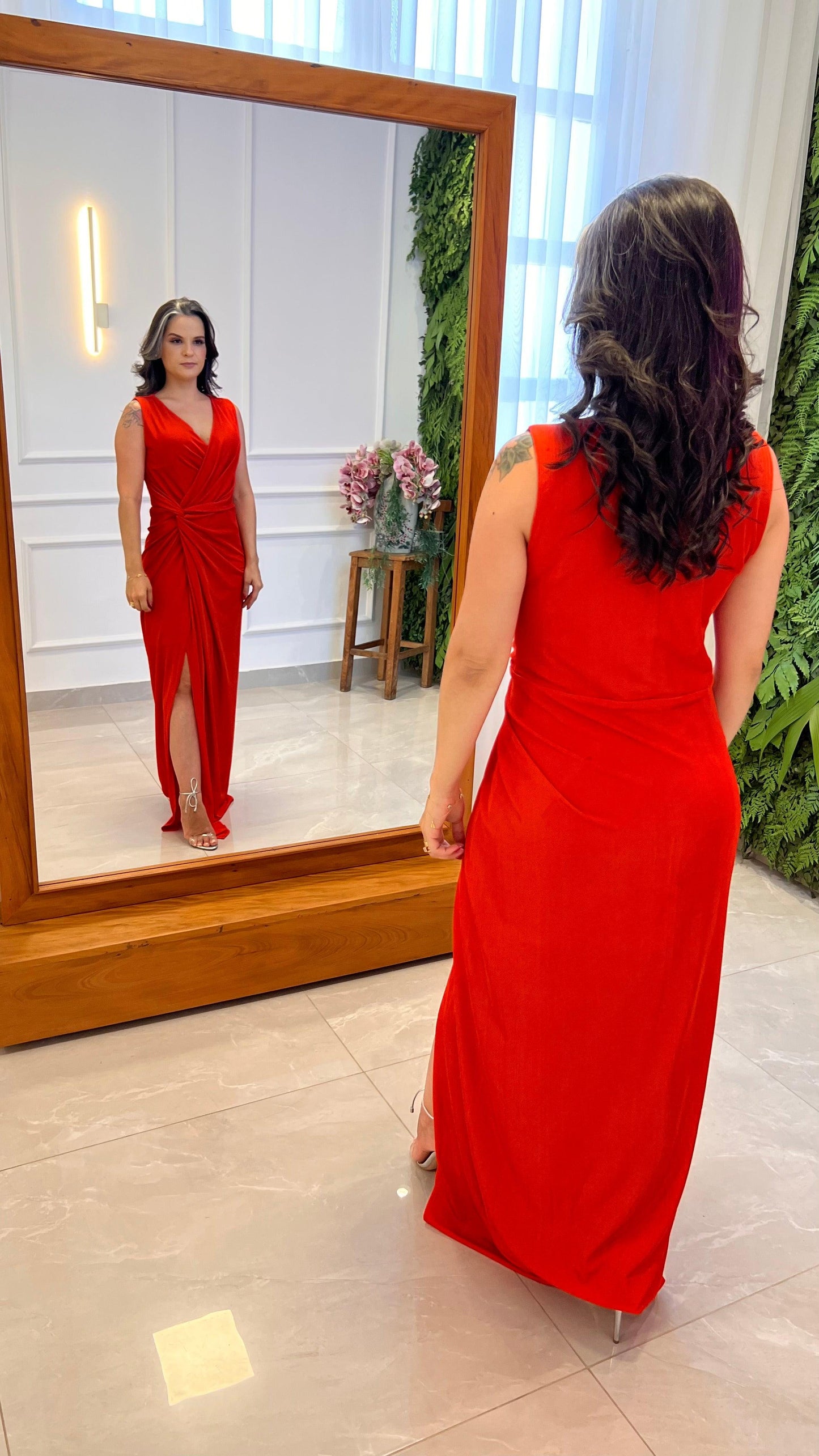 Vestido Longo No Jersey - Vermelho