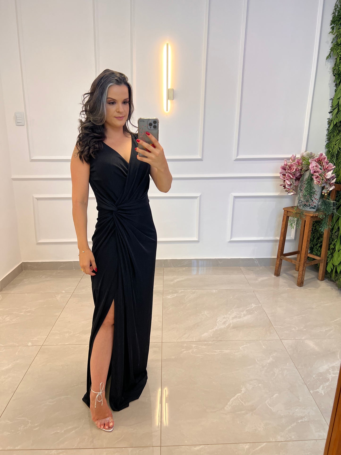 Vestido Longo No Jersey - Preto