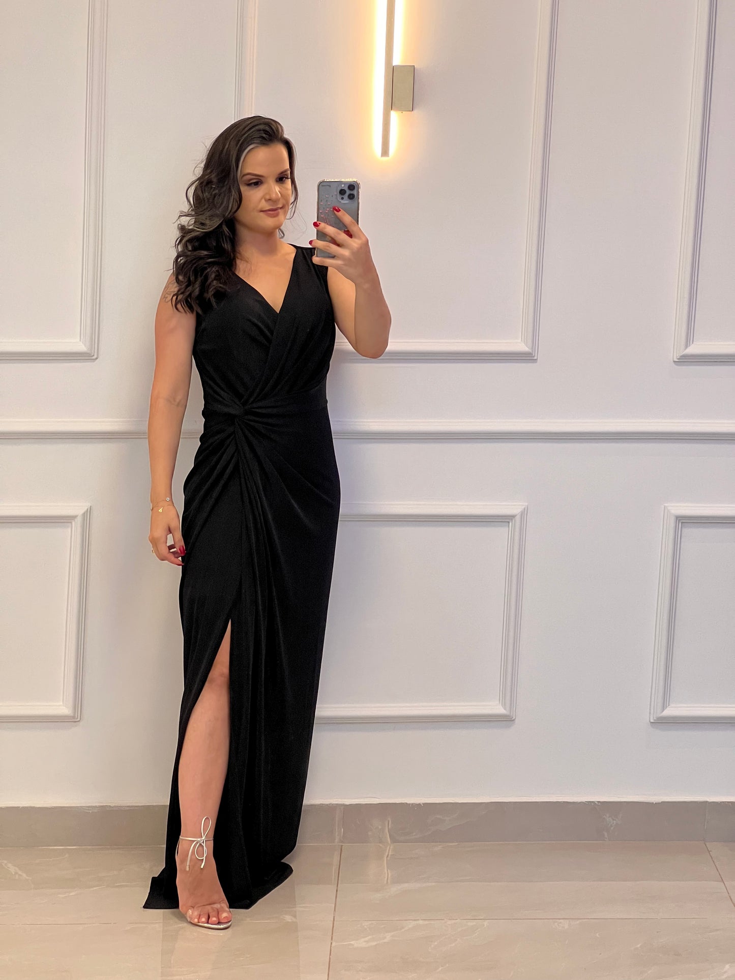 Vestido Longo No Jersey - Preto
