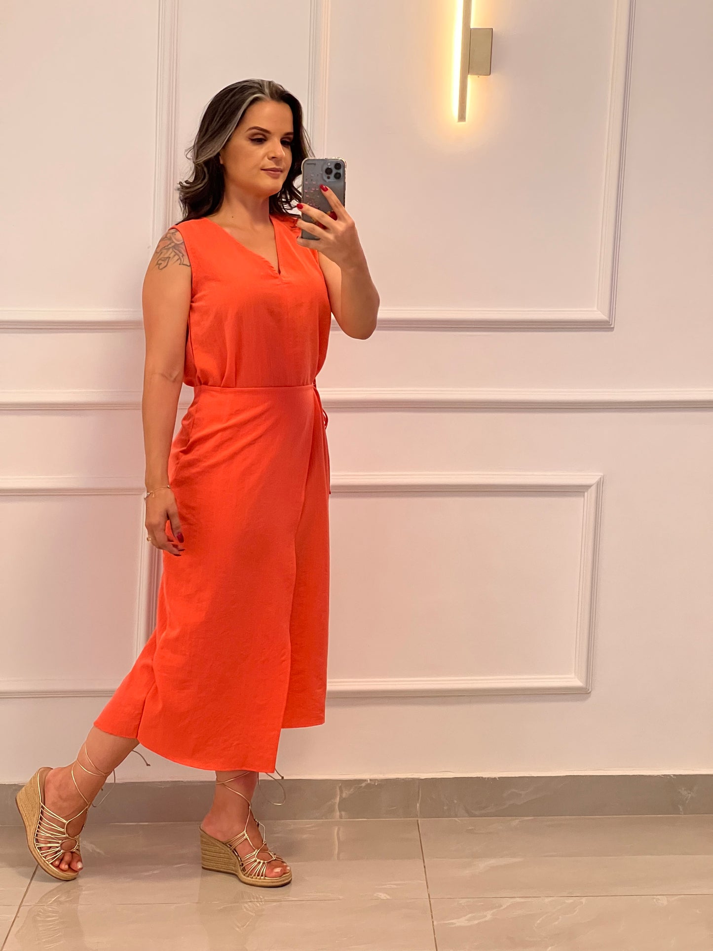 Vestido Midi Transpassado- Laranja