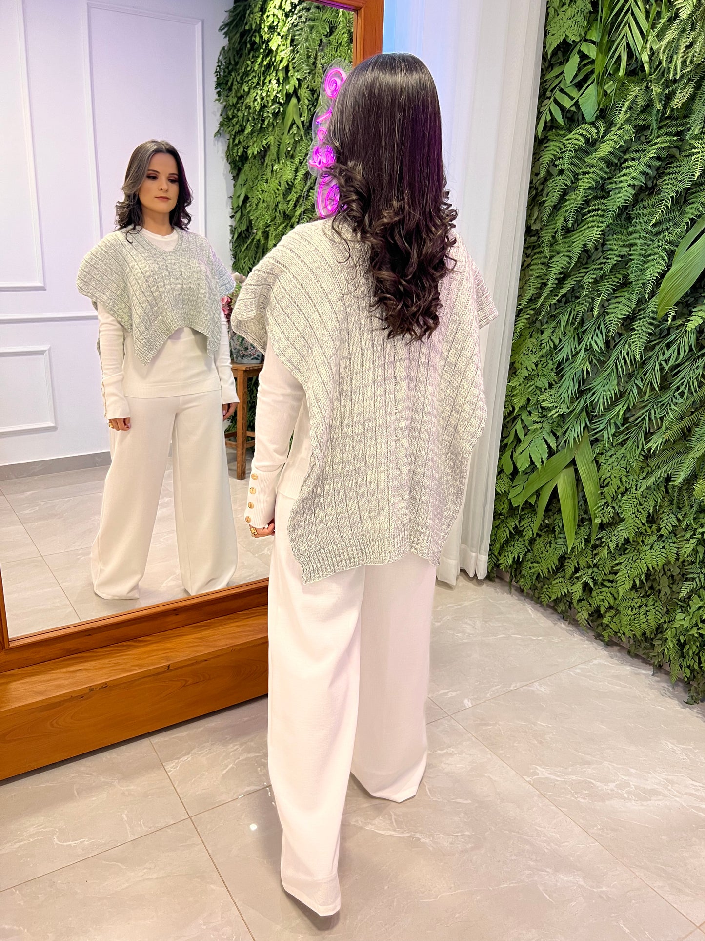 Xale Tricot Dois Modos - Cinza