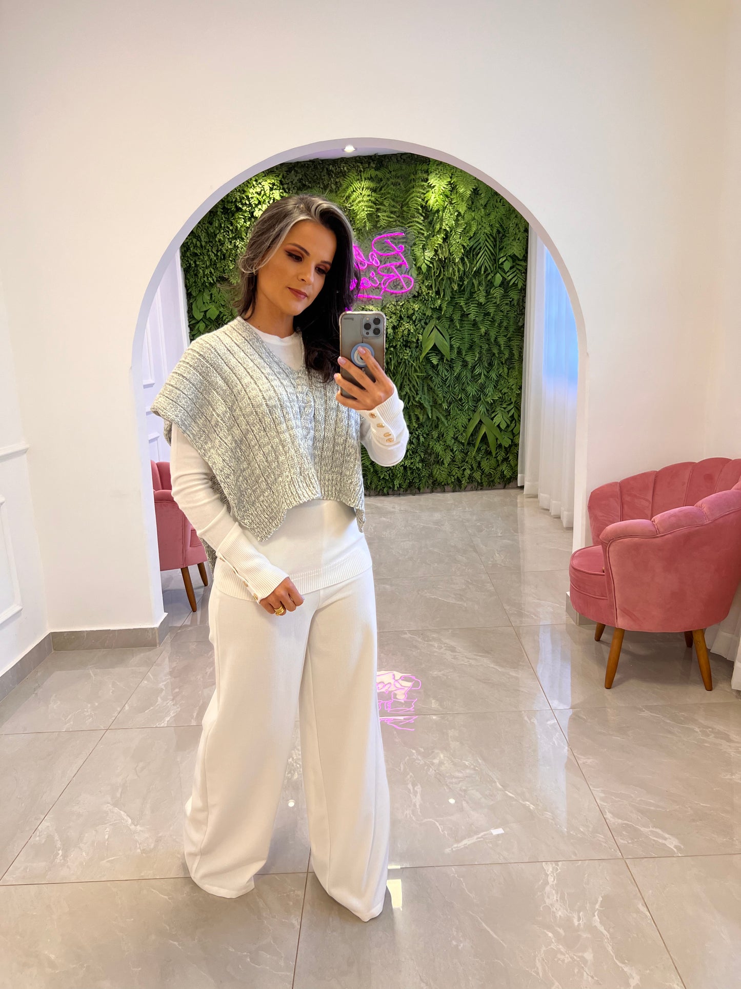Xale Tricot Dois Modos - Cinza