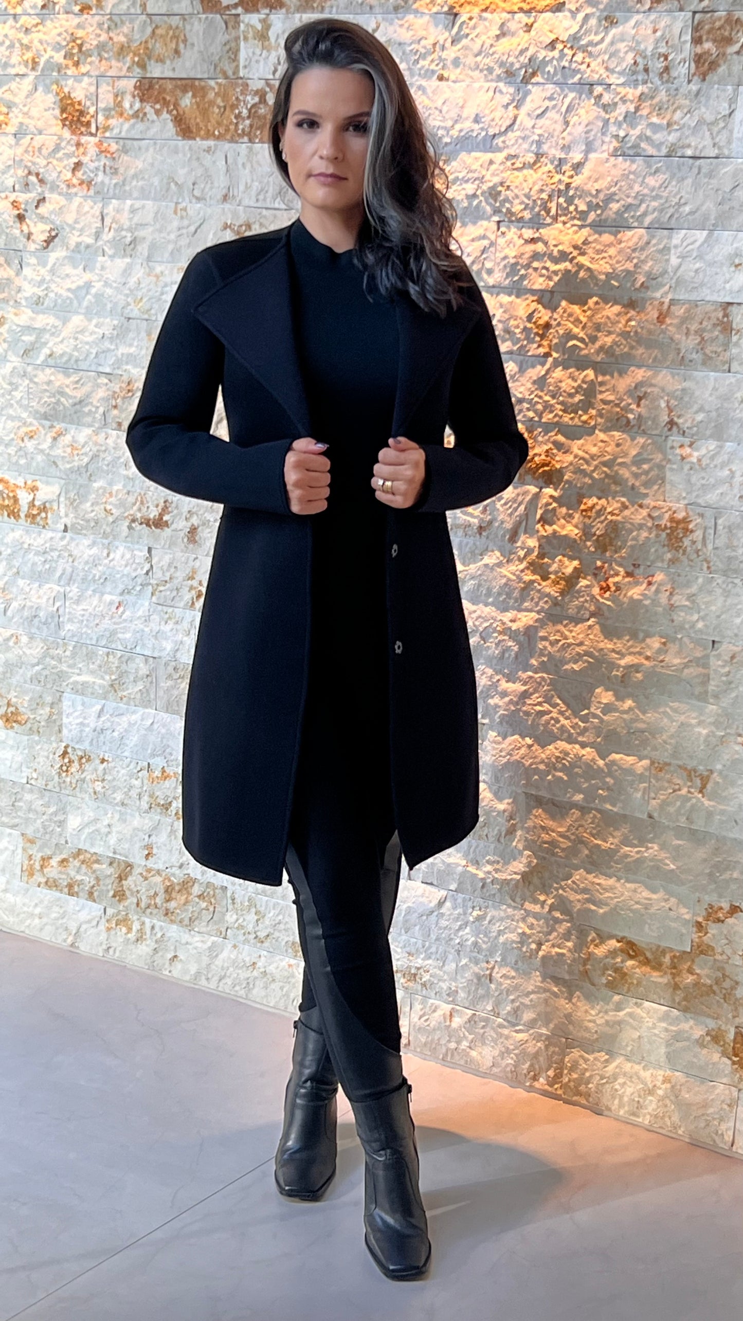 Chaqueta Doblada Bicolor - Negro