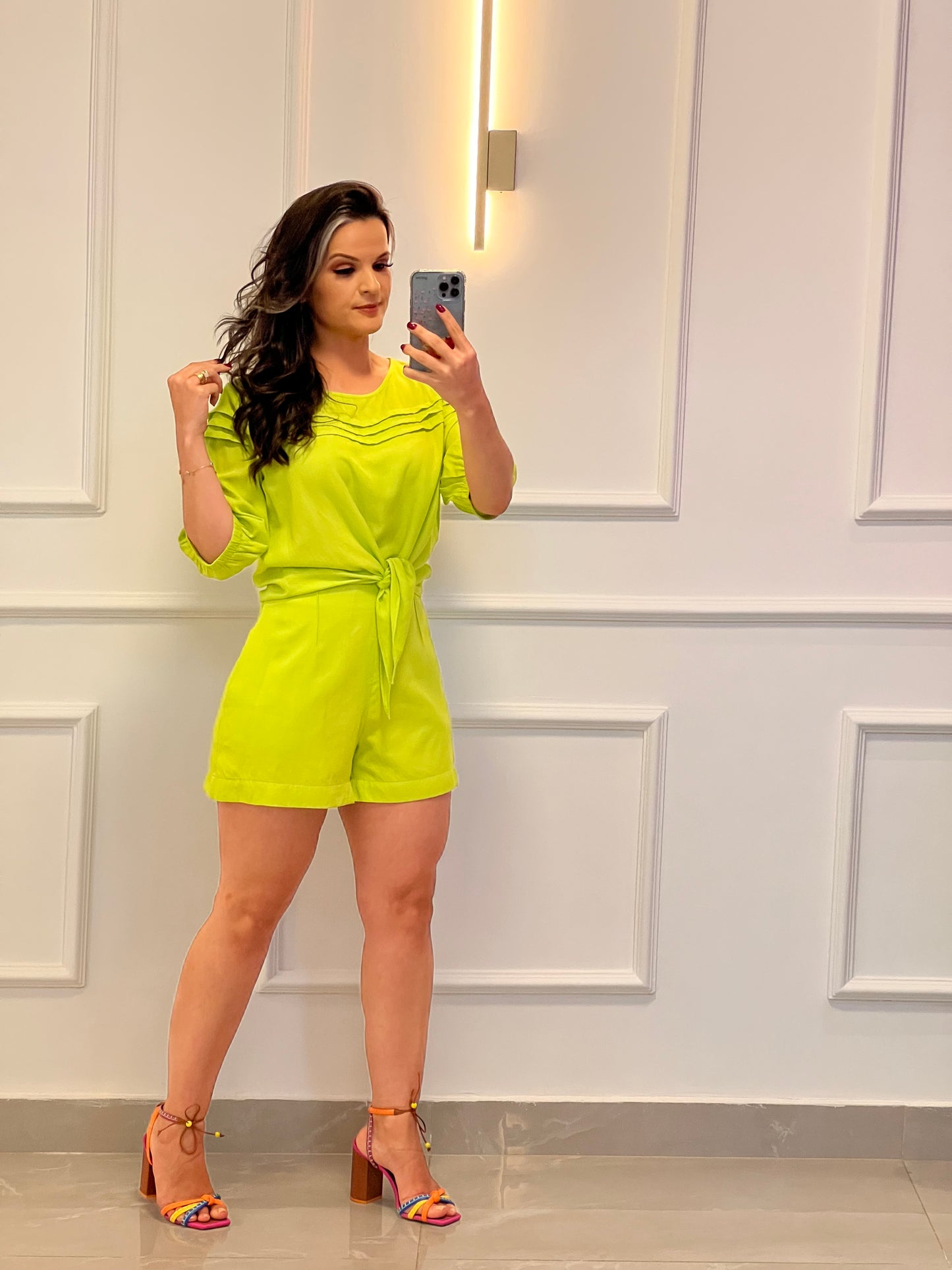 Conjunto Blusa Cropped e Short Cores - Lima