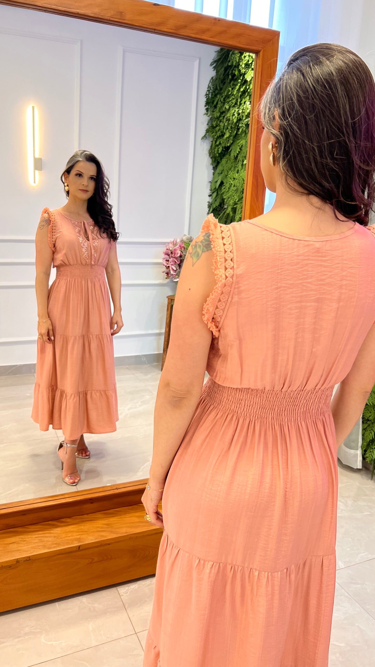 Vestido Longuete Lastex Paete - Rosa
