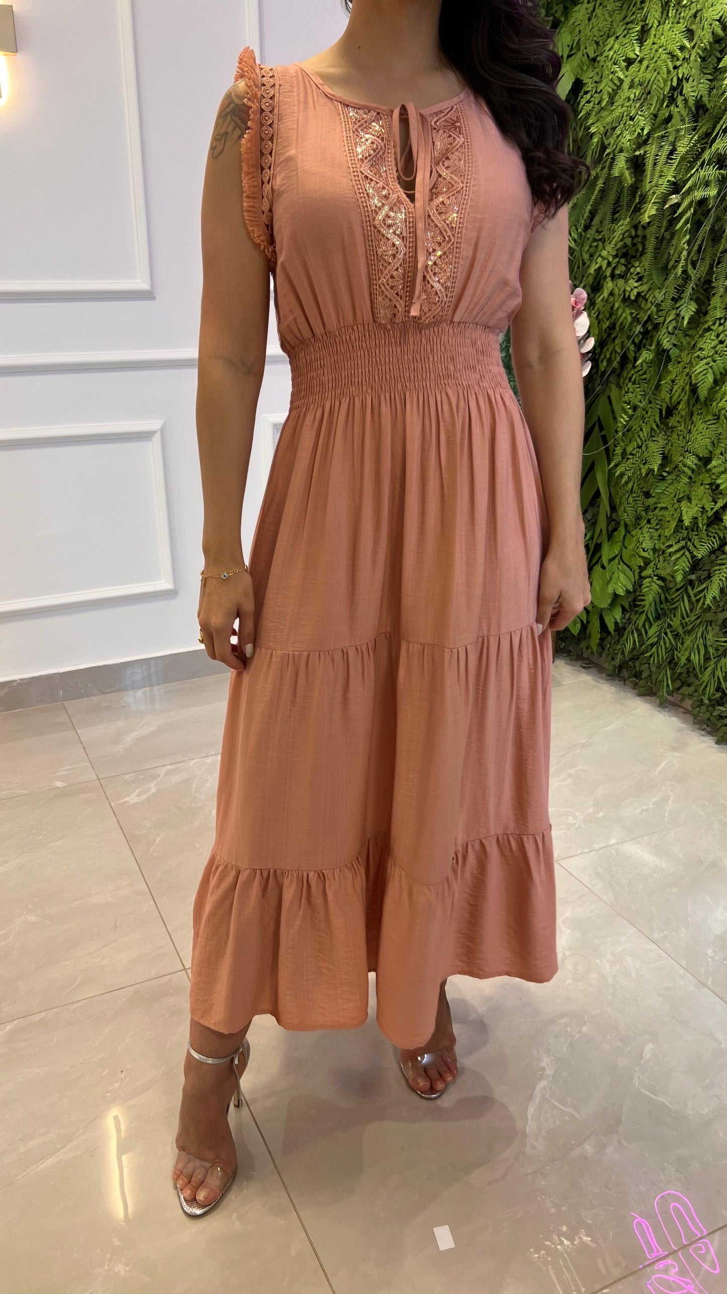 Vestido Longuete Lastex Paete - Rosa