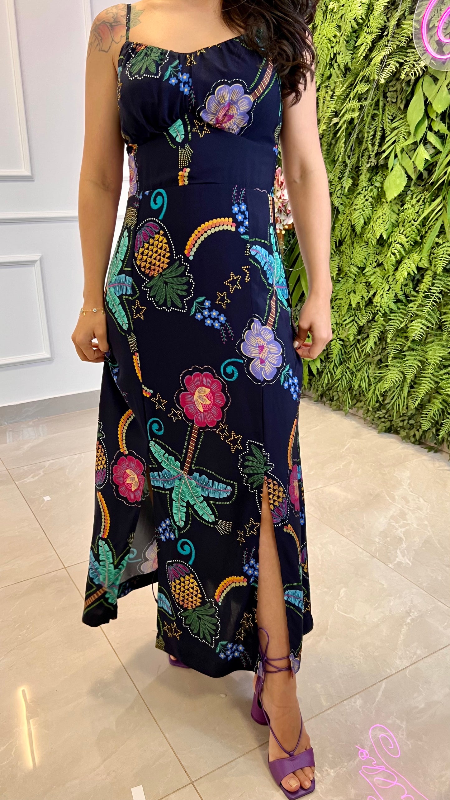 Vestido Longuete Abacaxi- Estampado Azul