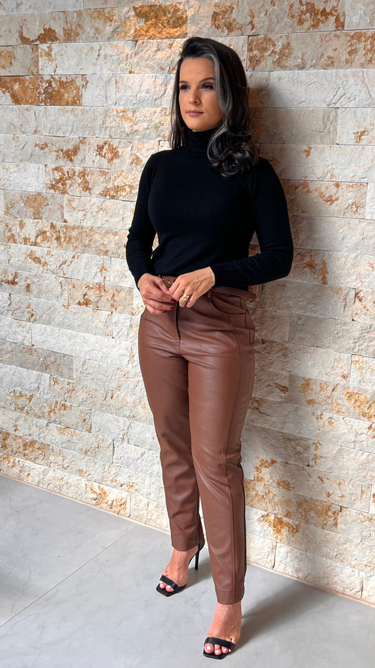 Calça Cinto Couro KA- Marrom 5251