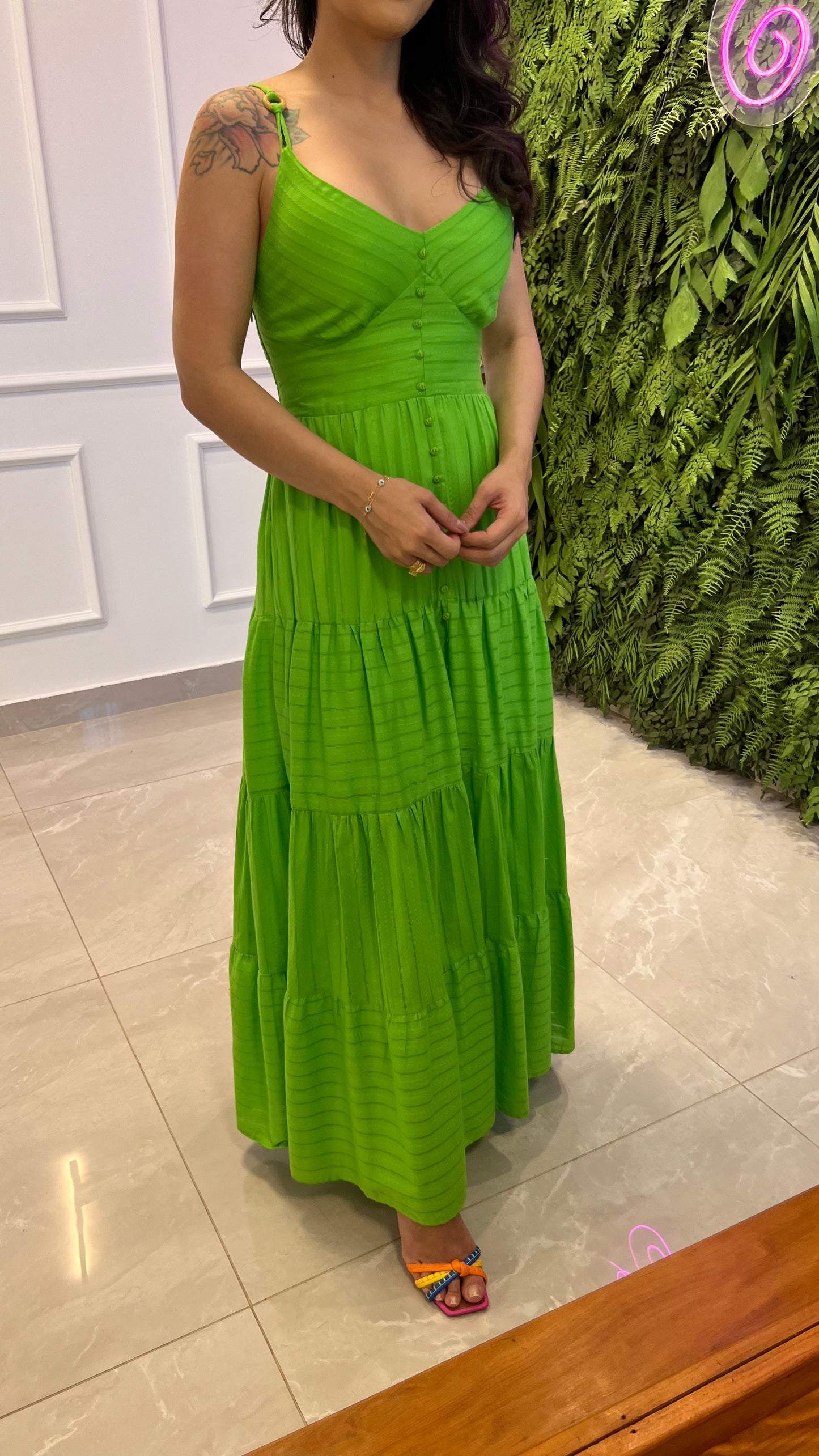 Vestido Midi Argola Alça - Verde