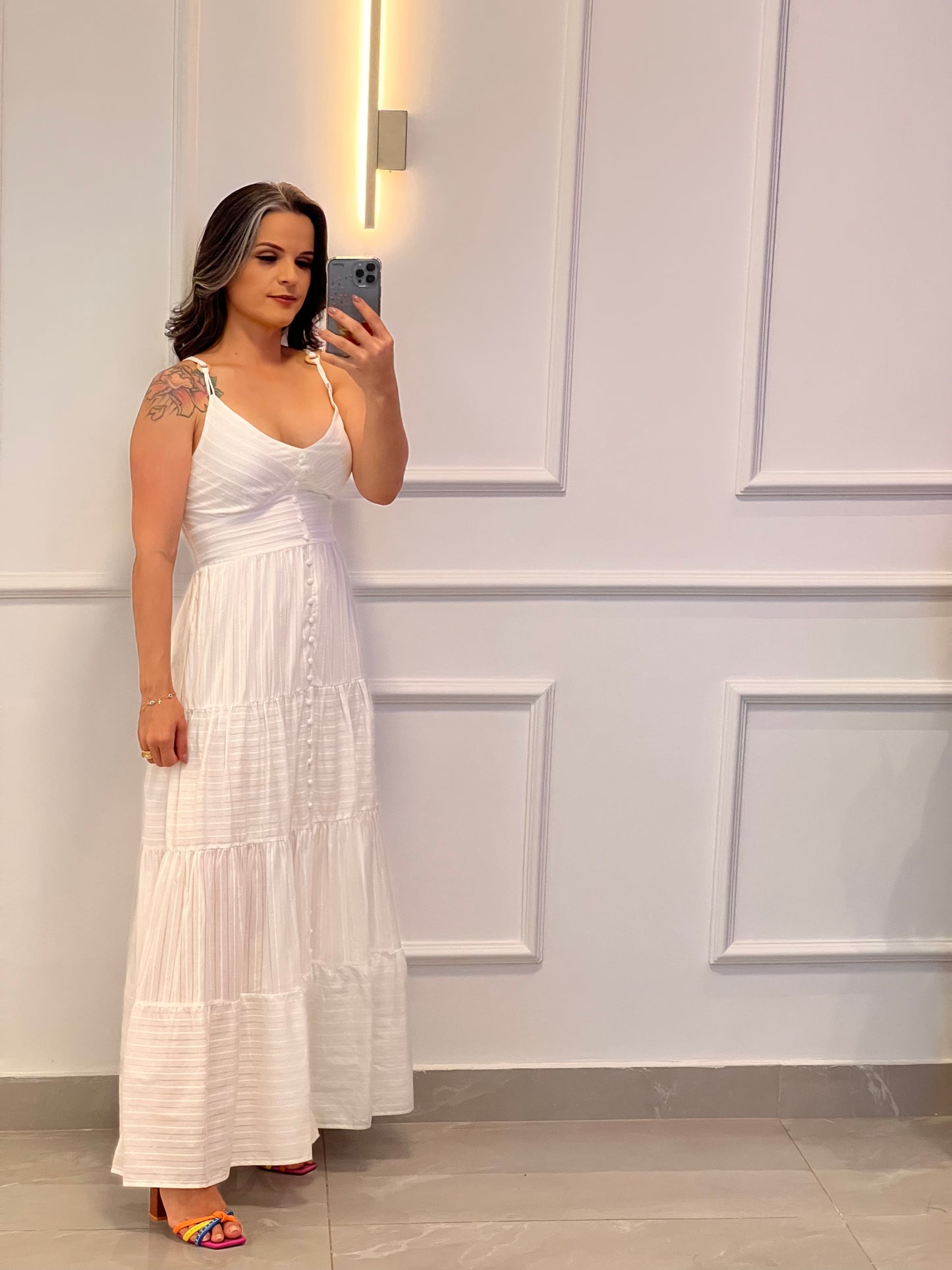 Vestido Midi Argola Alça - Off White