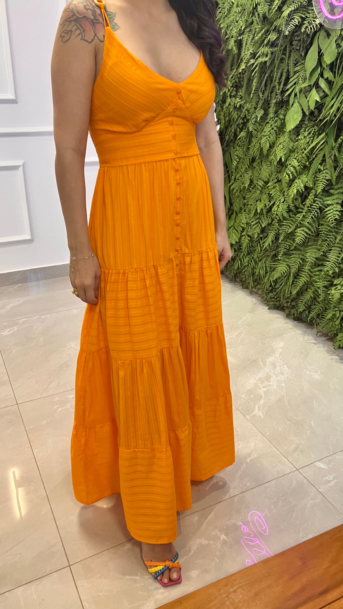 Vestido Midi Argola Alça - Laranja