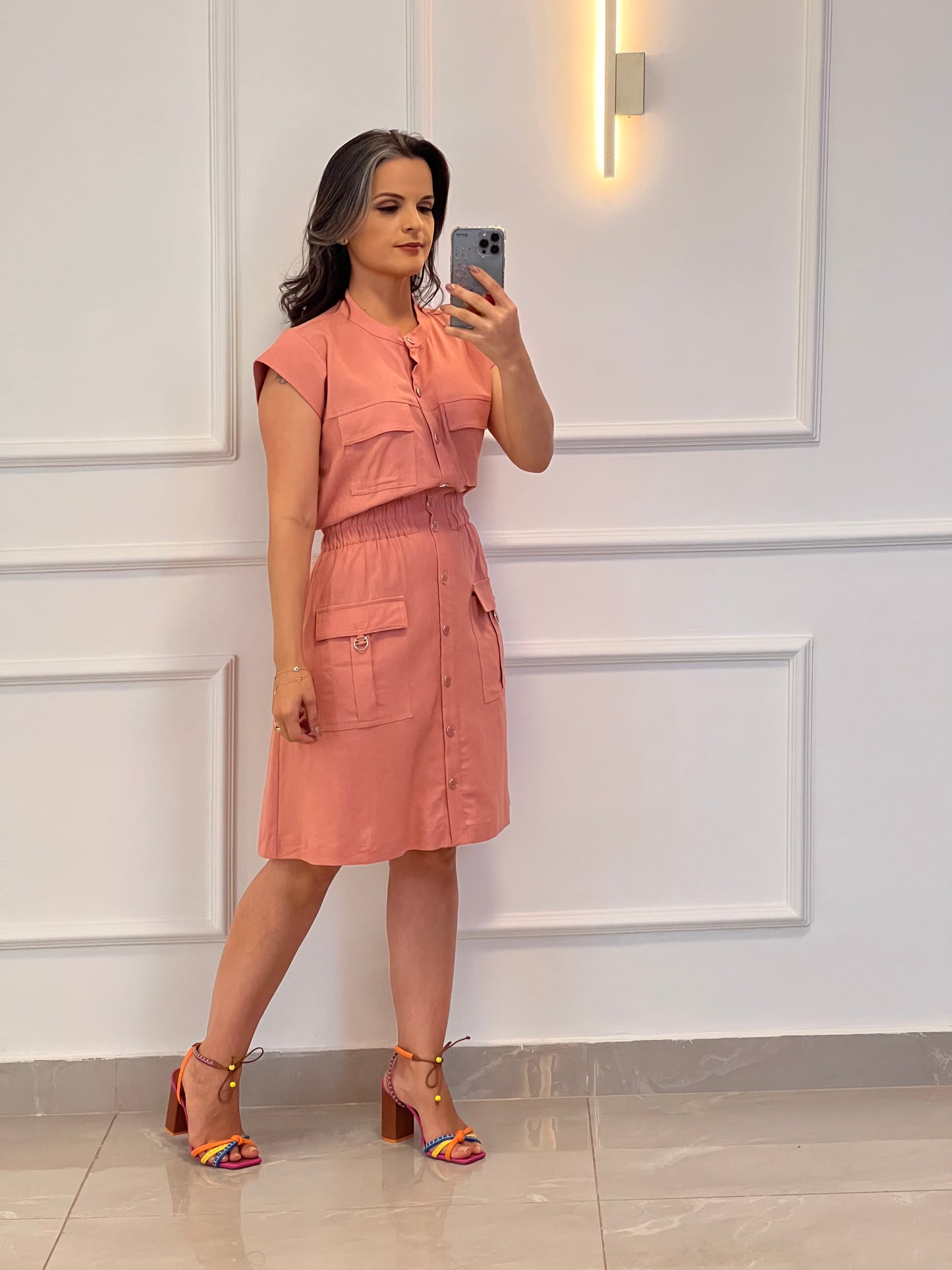 Vestido Curto Linho - Rose