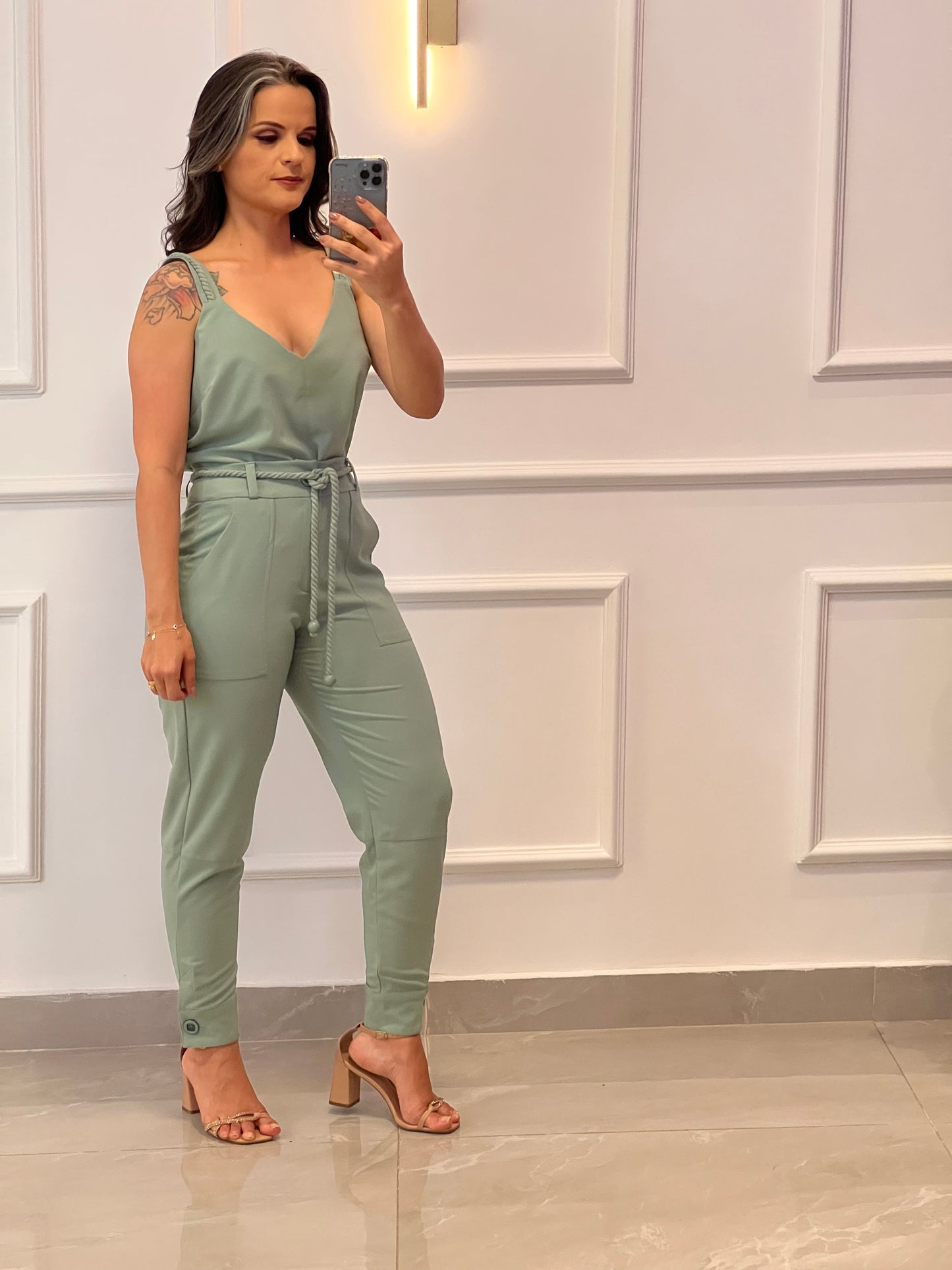 Conjunto Calça Blusa Amarração - Verde Menta