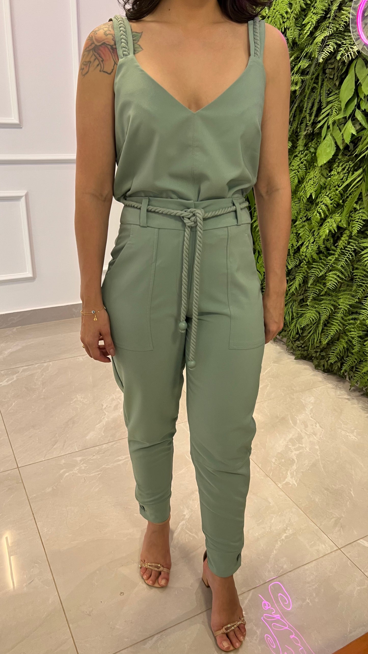 Conjunto Calça Blusa Amarração - Verde Menta