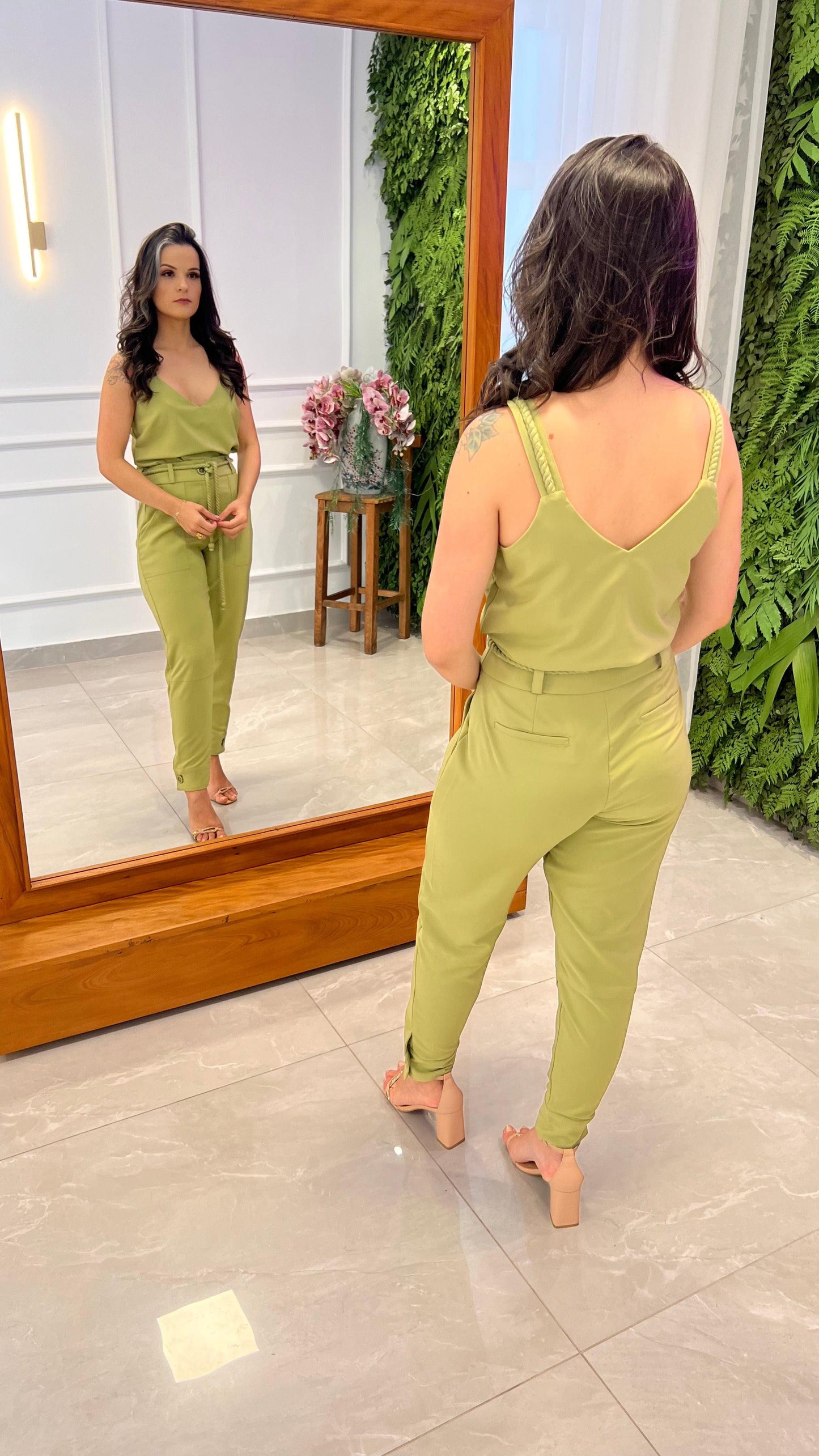 Conjunto Calça Blusa Amarração - Pistacchio
