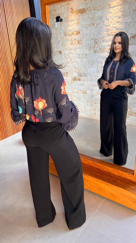 Camisa Manga Bufante Punho YU - Estampado 5258