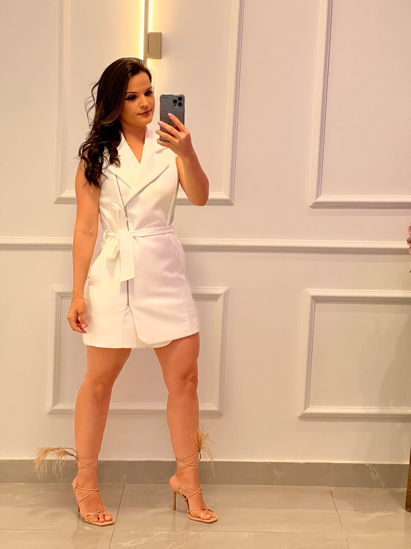 Vestido Curto Blazer Alfaiataria - Branco/Off