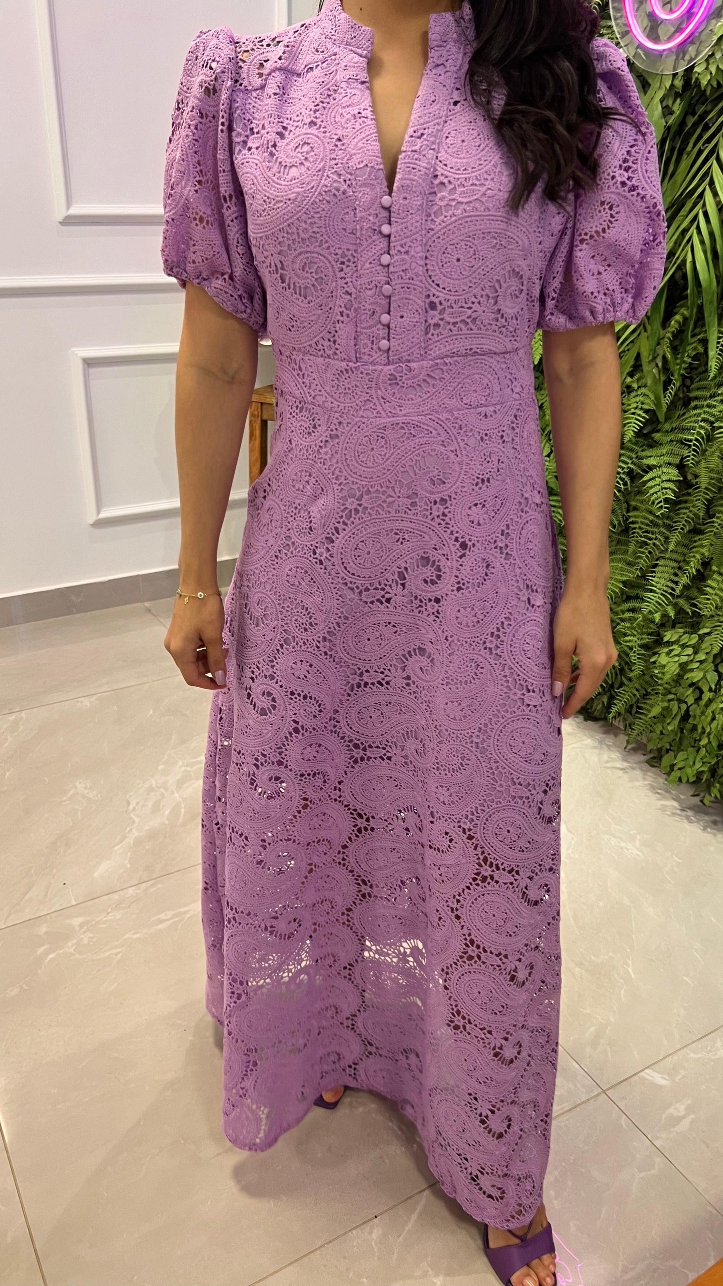 Vestido Longuete Manga Princesa - Lavanda