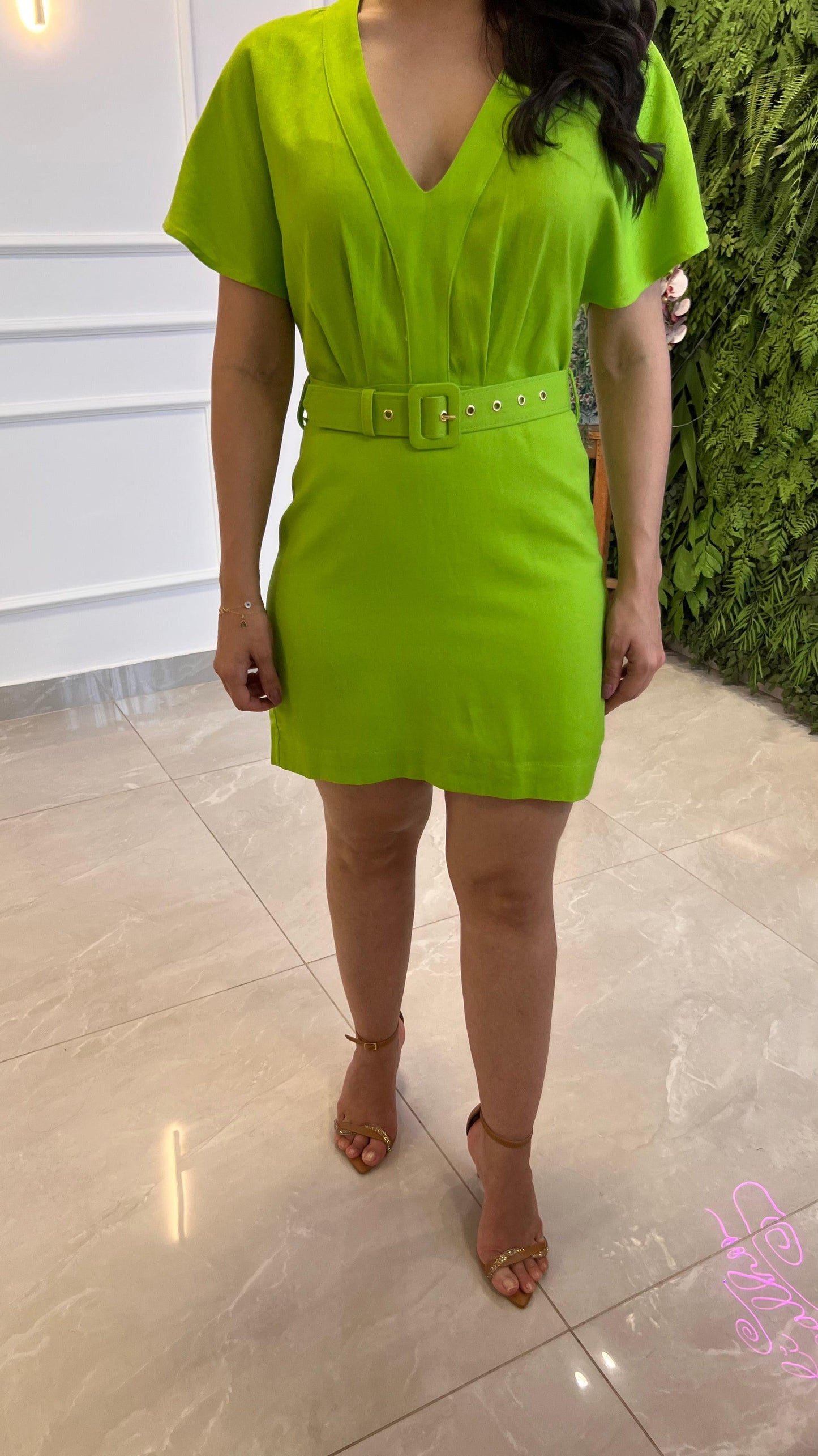 Vestido Curto Linho - Verde