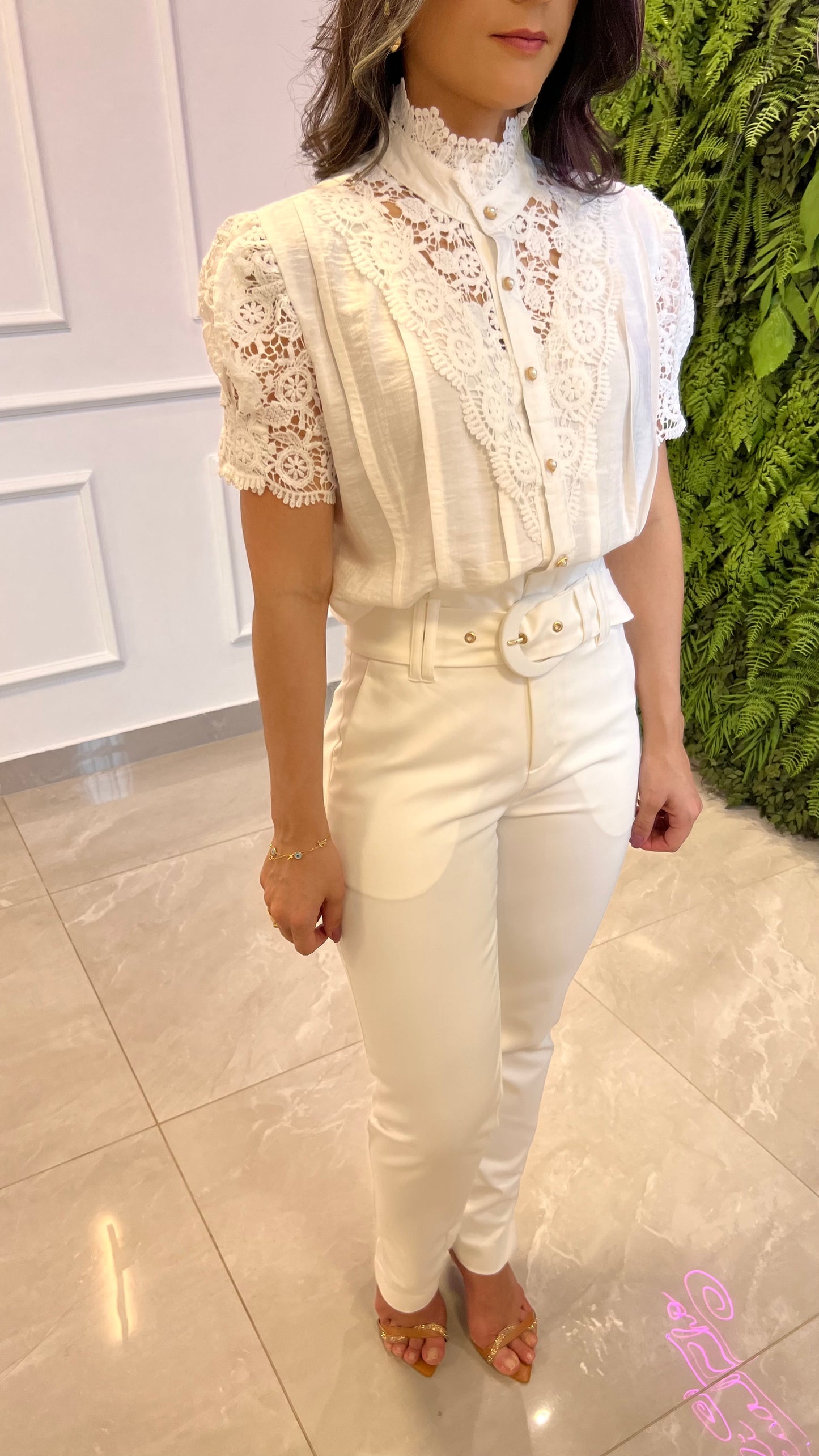 Blusa Manga Guipir - Branco/Off