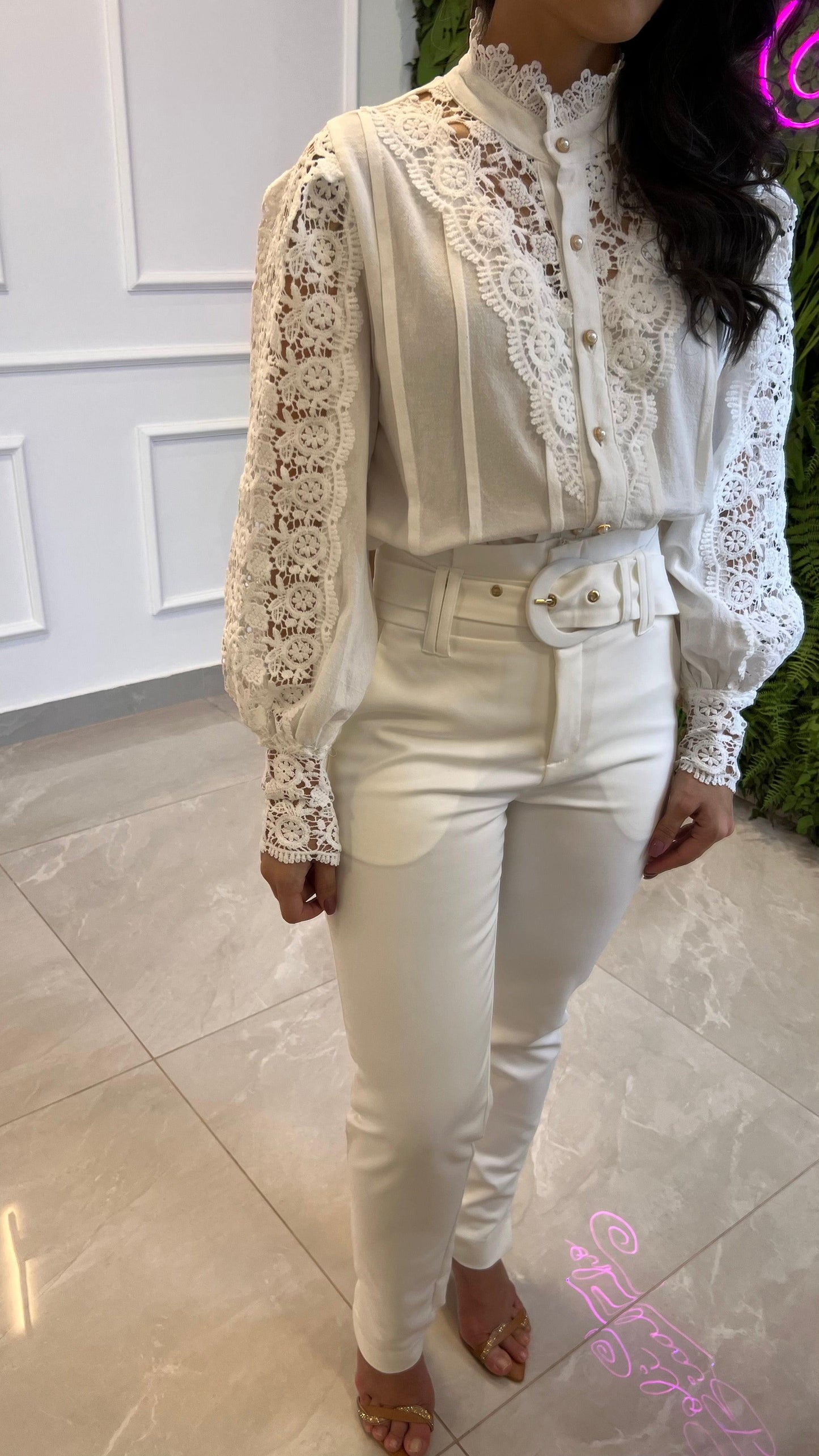 Blusa Manga Longa Guipir - Branco/Off